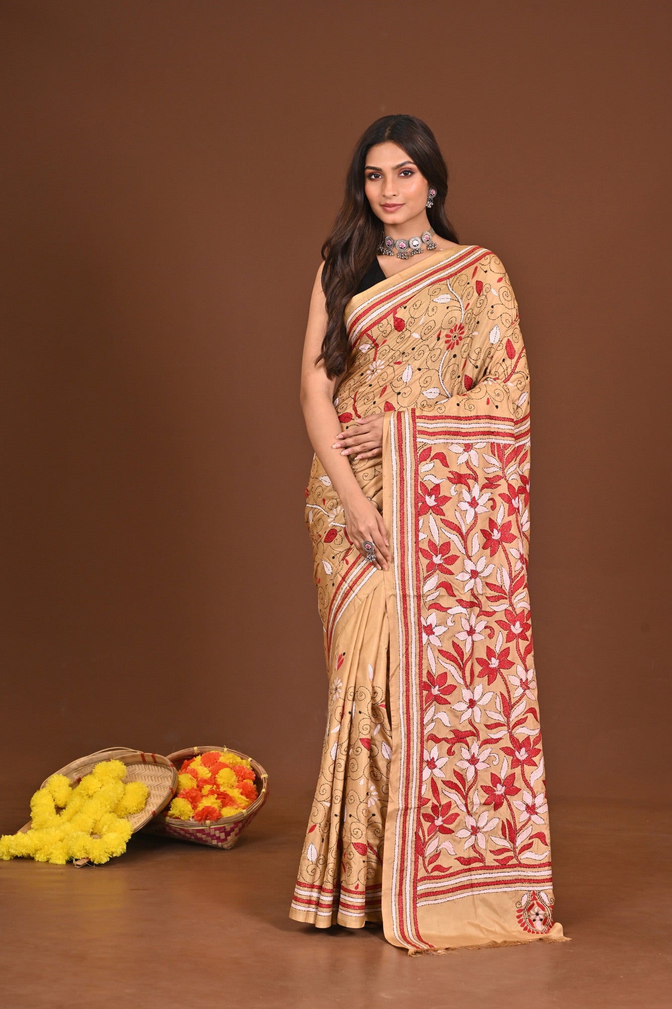 BLENDED SILK KANTHA SAREE