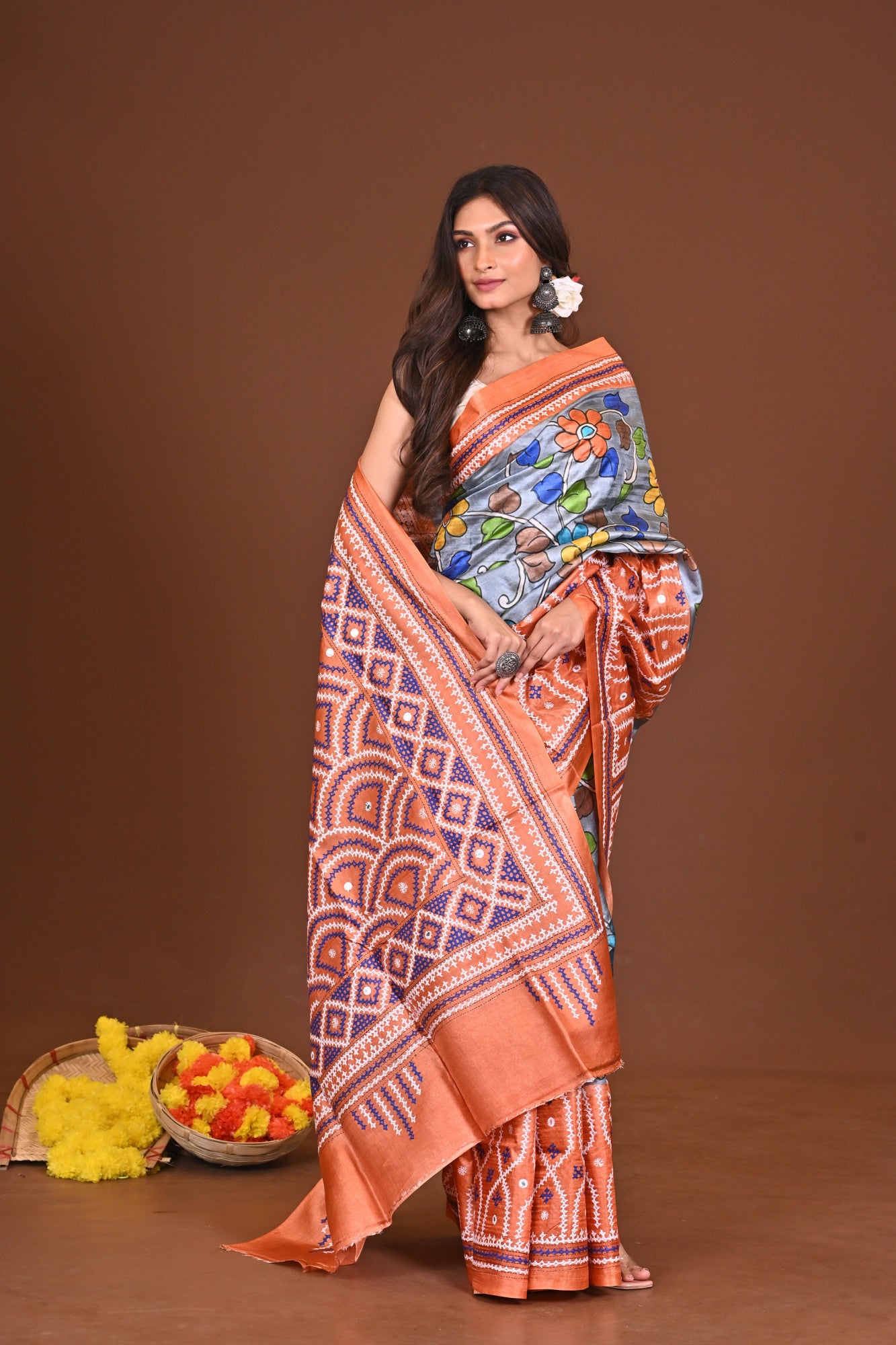 TUSSAR FUSION KANTHA SAREE