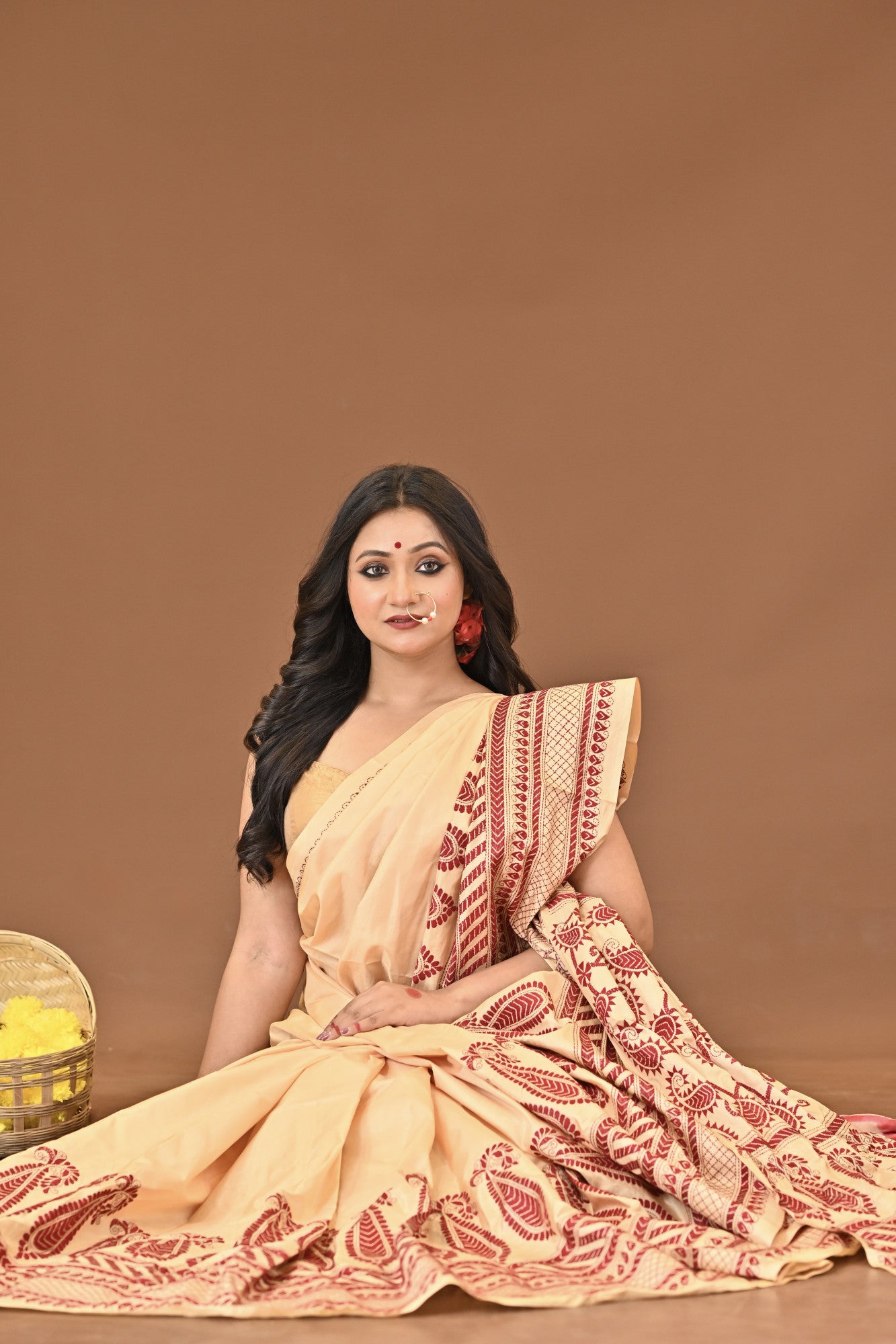 SARVESHWARI BISHNUPURI SILK KANTHA SAREE Thumbnail