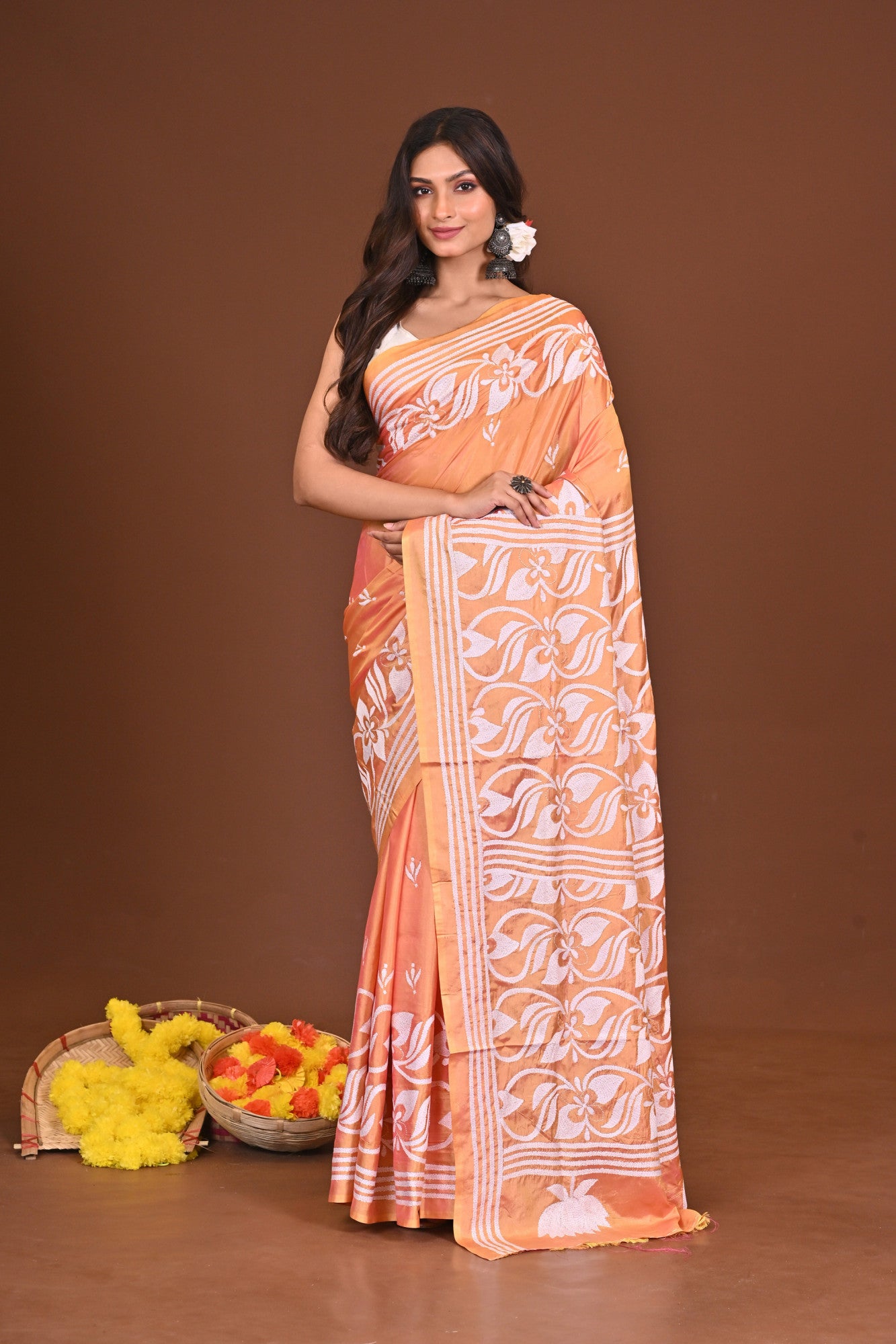 SHARODKOMOLIKA BLENDED SILK KANTHA SAREE Thumbnail