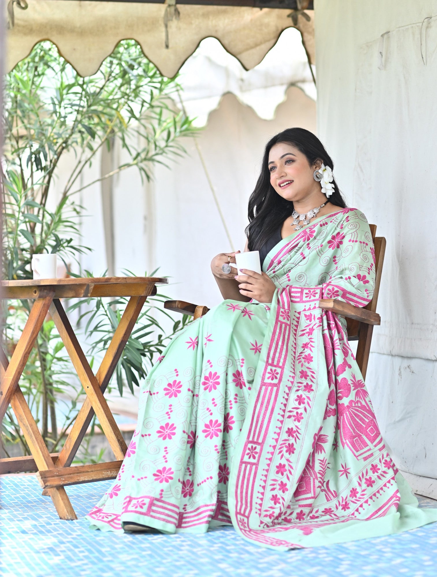 SHARVANI BLENDED SILK KANTHA SAREE Thumbnail