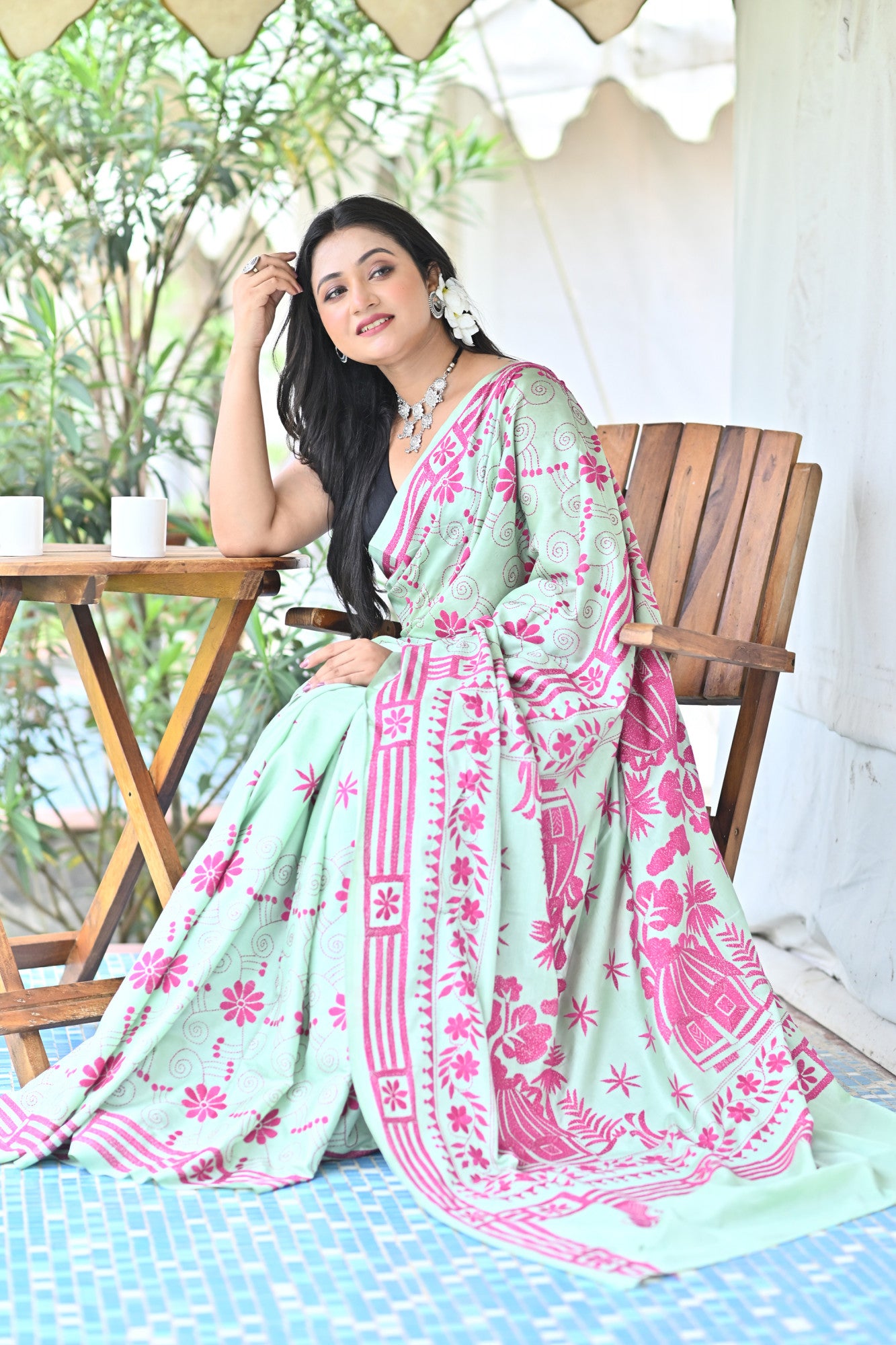 SHARVANI BLENDED SILK KANTHA SAREE Thumbnail