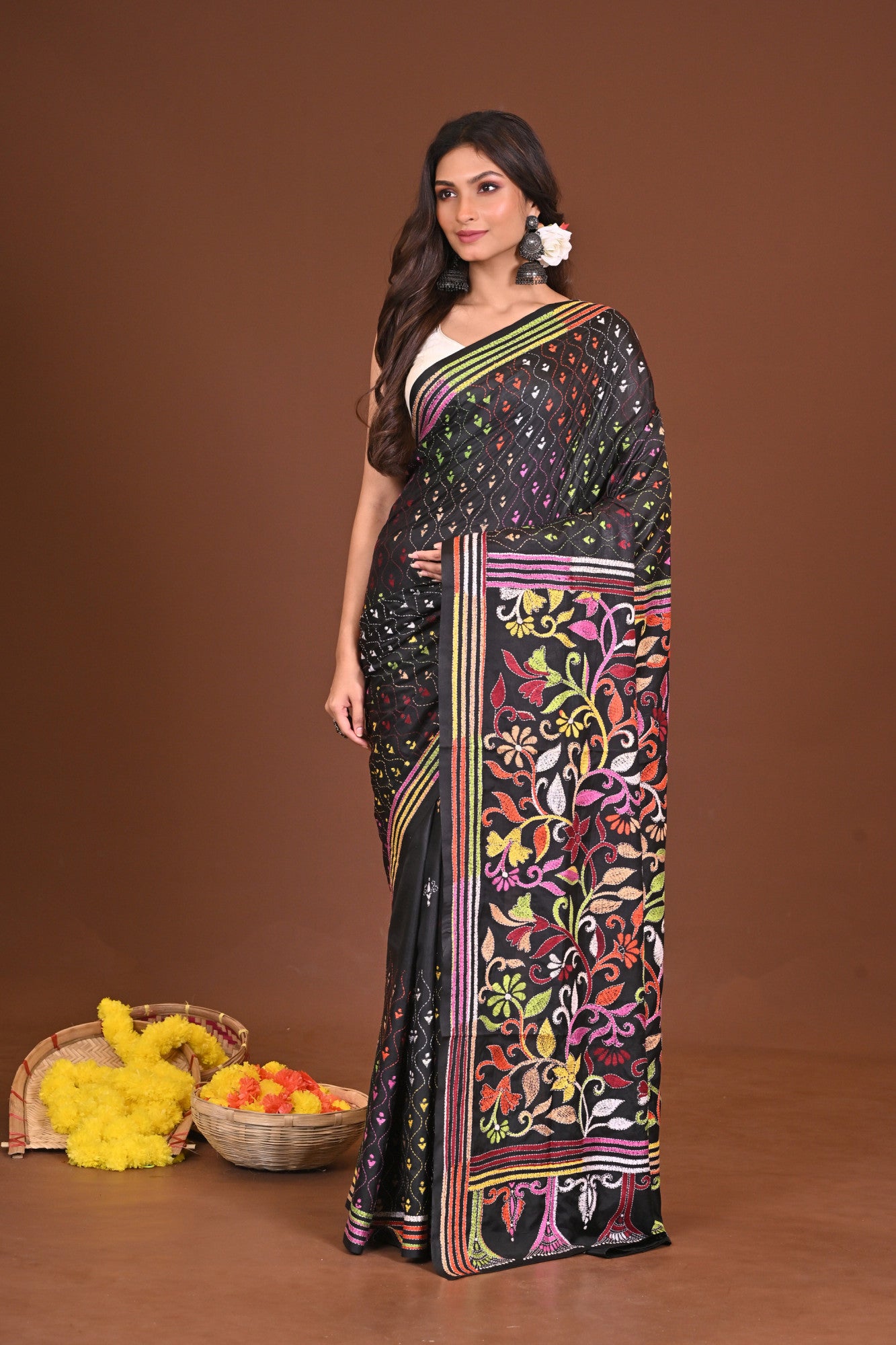 SHYAMALIMA BLENDED SILK KANTHA SAREE Thumbnail