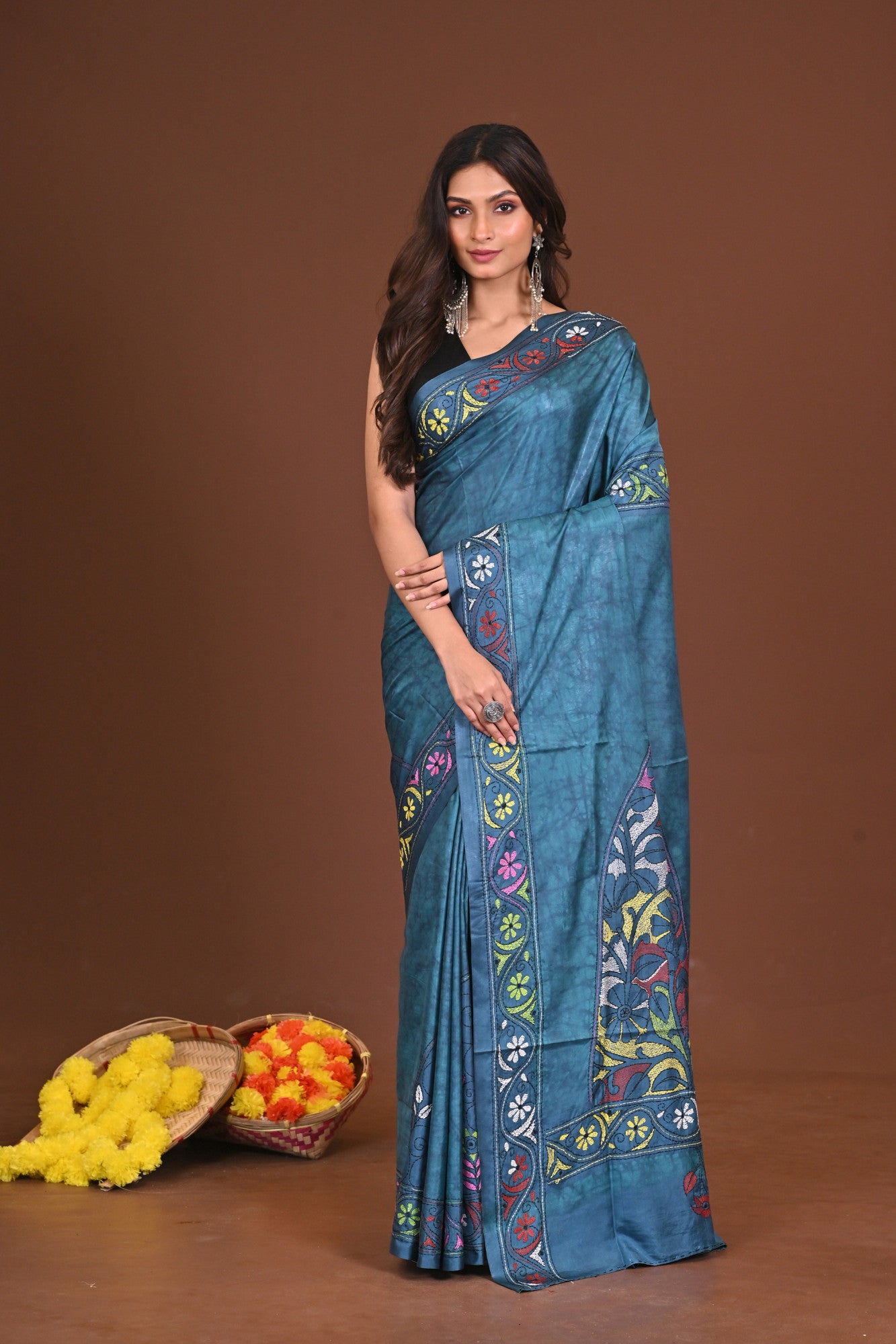 SHYAMALINI BLENDED SILK KANTHA SAREE