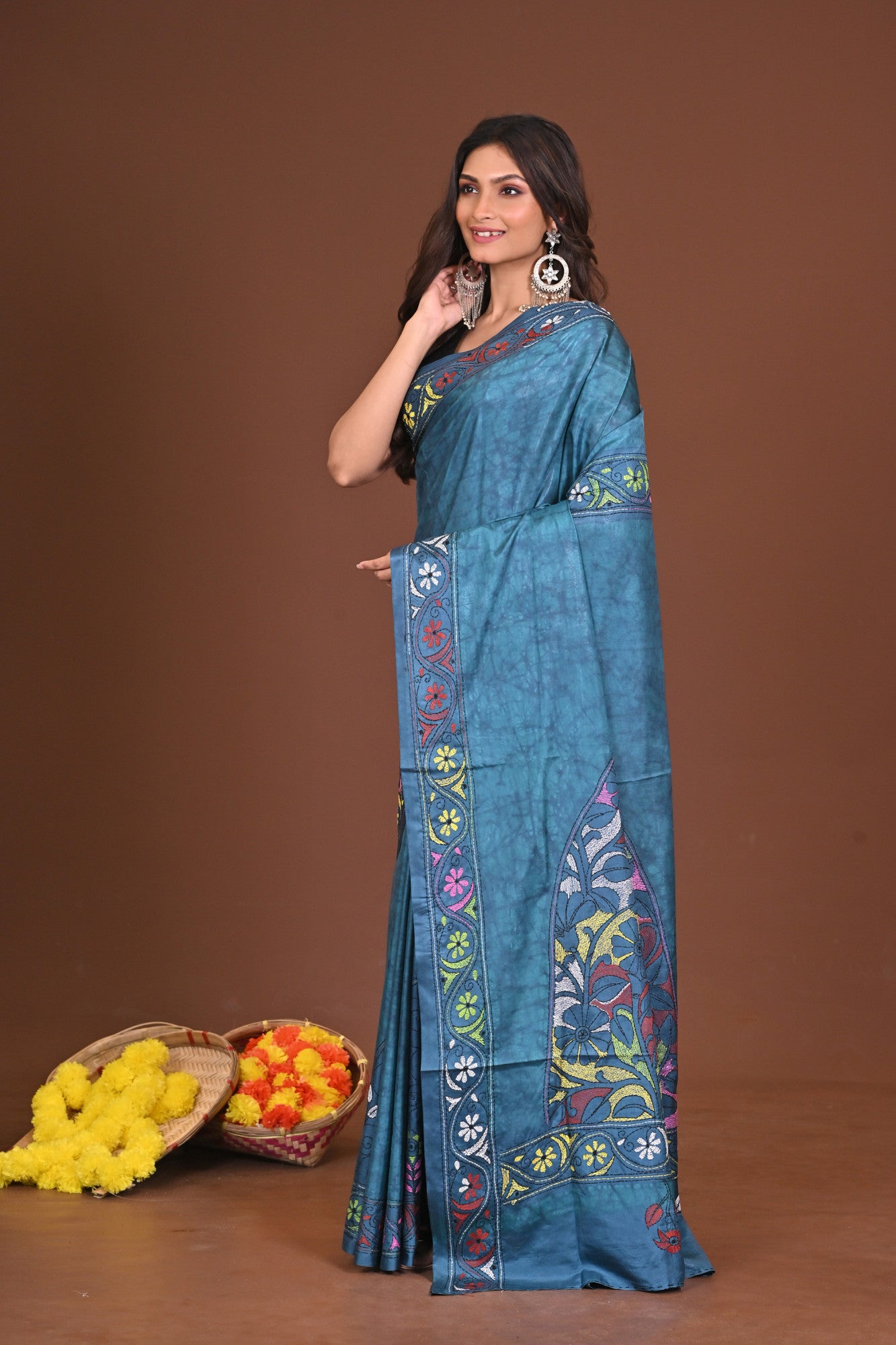 SHYAMALINI BLENDED SILK KANTHA SAREE Thumbnail