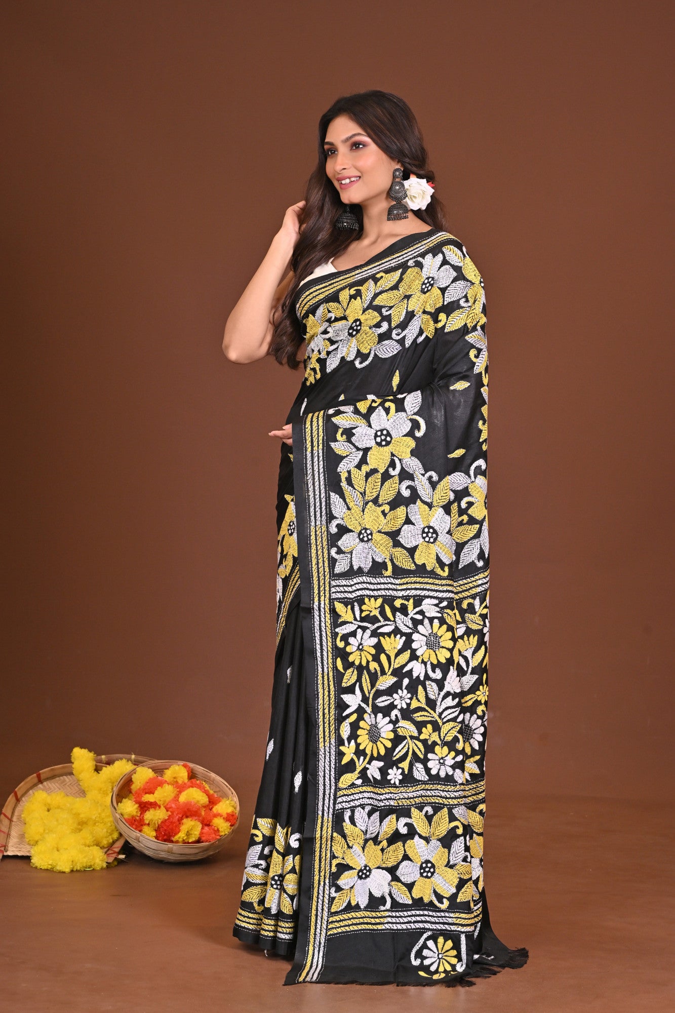 SHYAMSHAKTI BLENDED SILK KANTHA SAREE Thumbnail