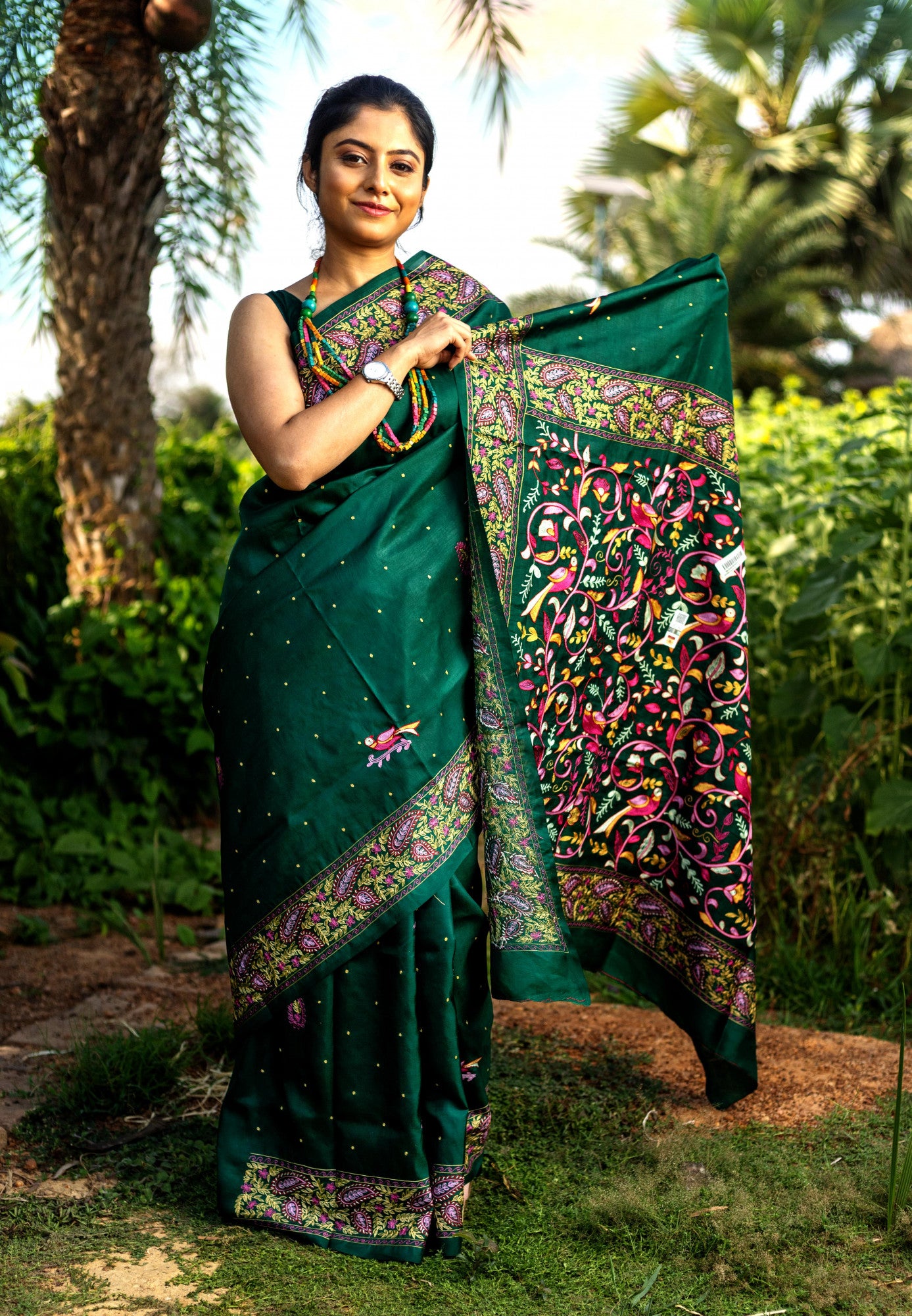 Silk Ari Kantha Saree Thumbnail