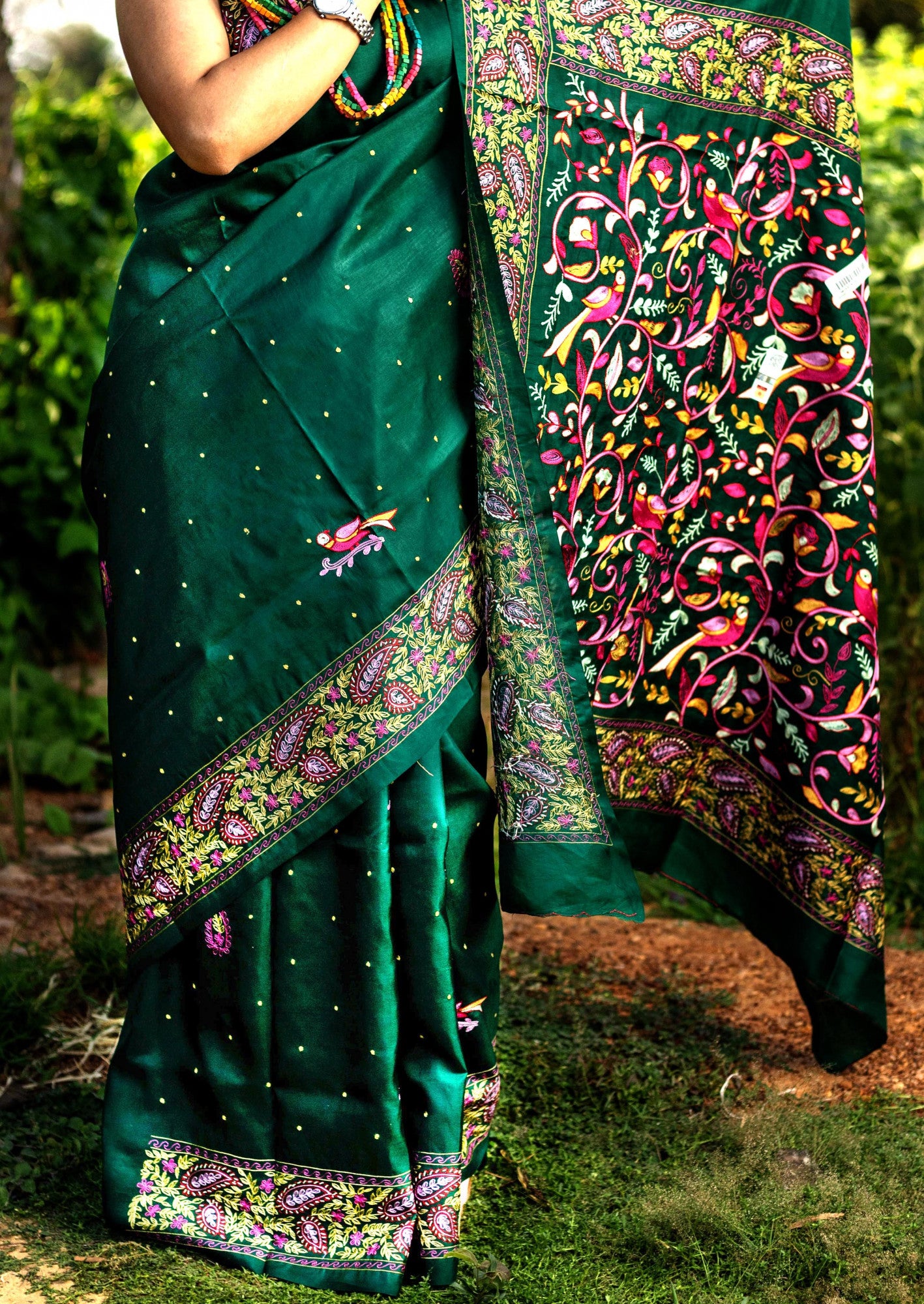 PURE SILK KANTHA SAREE Thumbnail