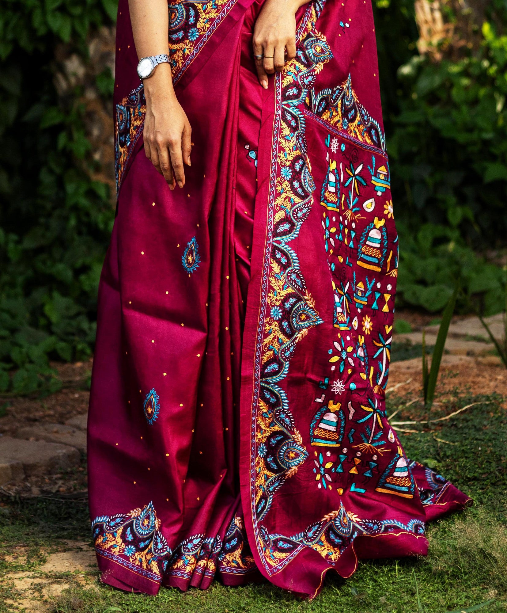PURE SILK KANTHA SAREE