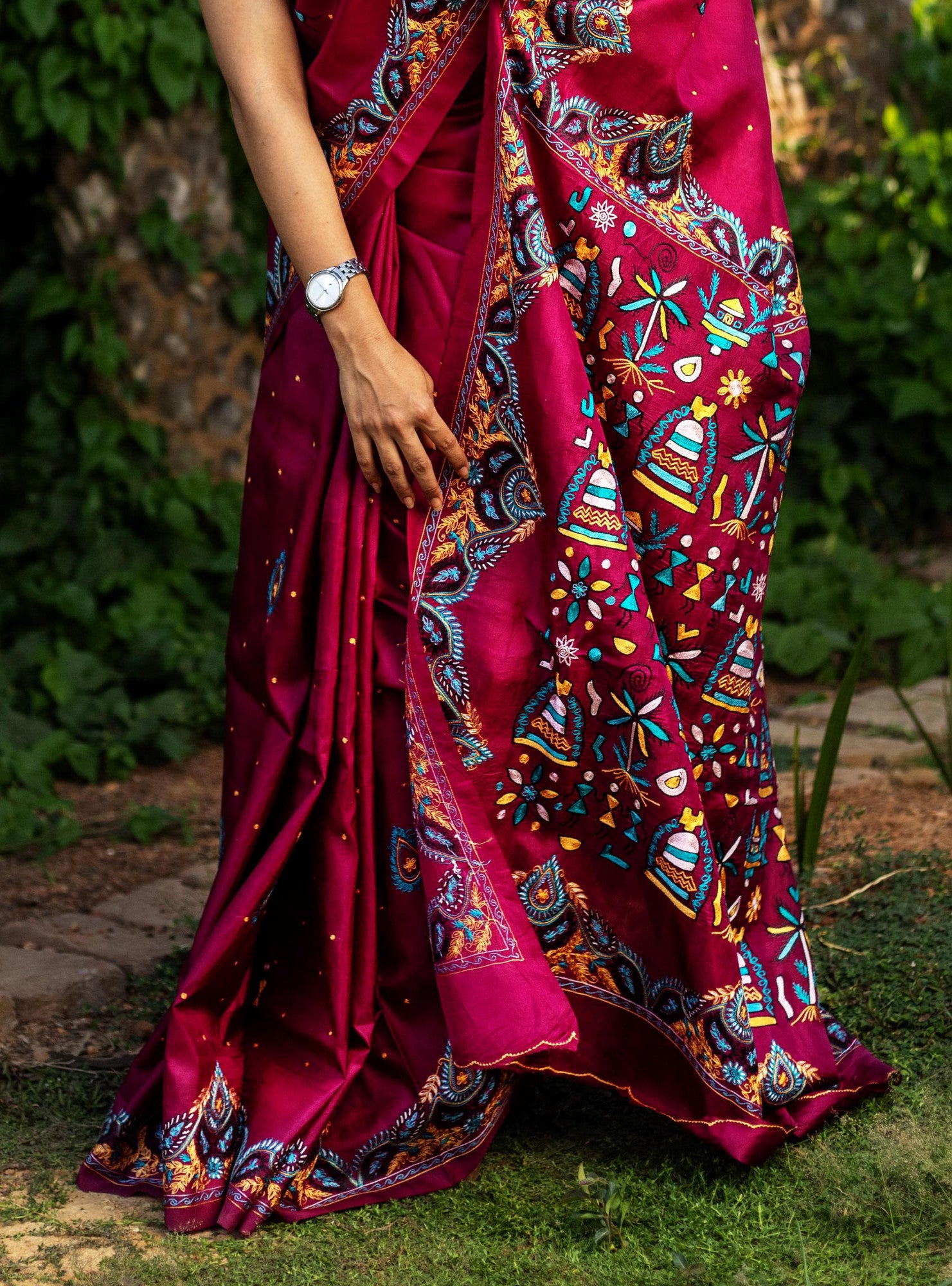 PURE SILK KANTHA SAREE Thumbnail