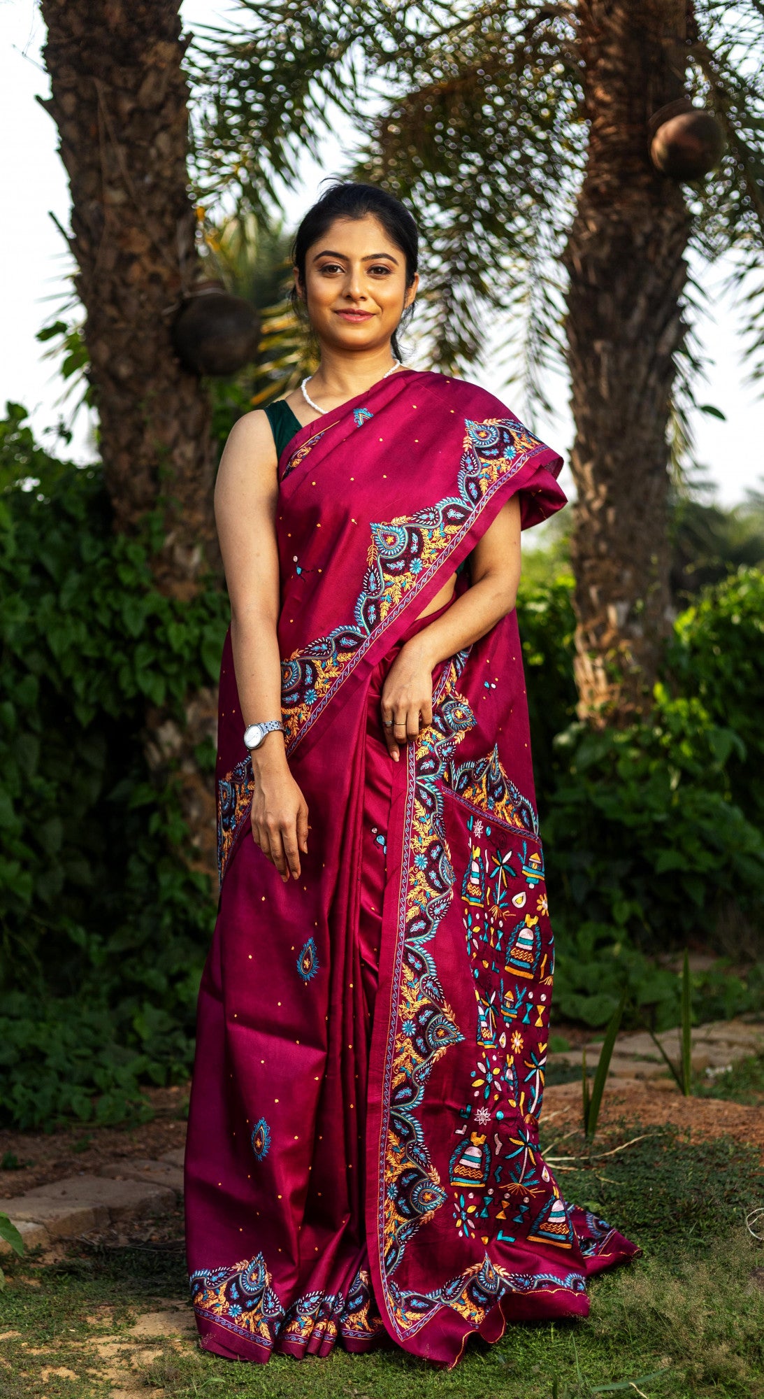 Silk Ari Kantha Saree Thumbnail