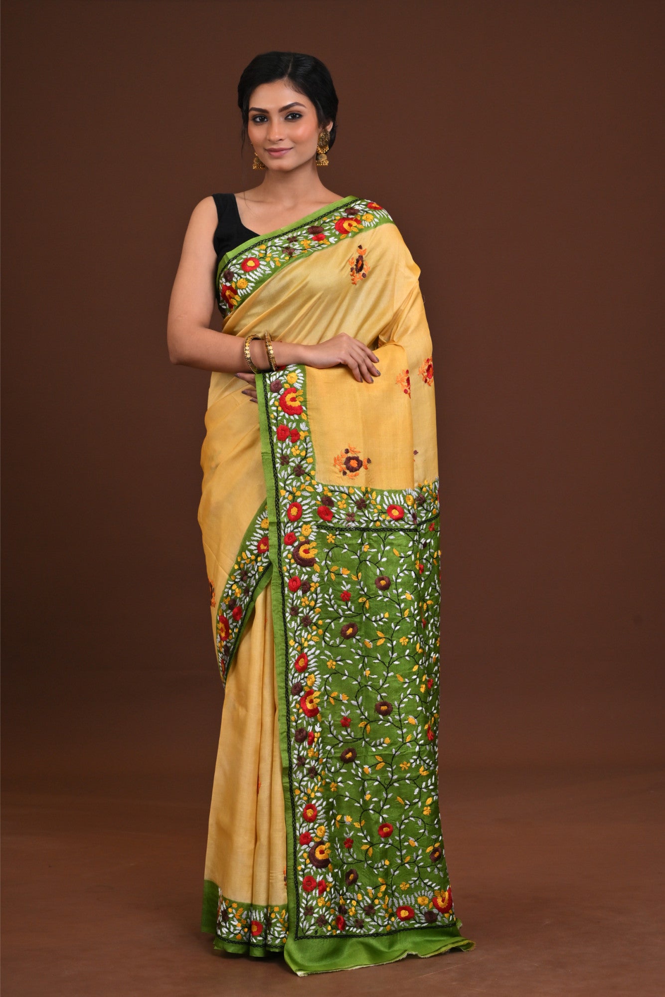 Silk Jalchuri Allover Kantha Saree Thumbnail