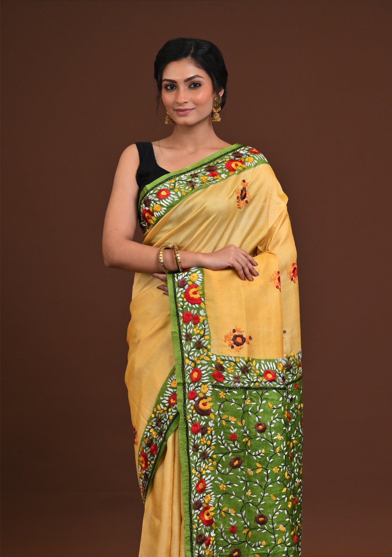 Silk Jalchuri Allover Kantha Saree Thumbnail