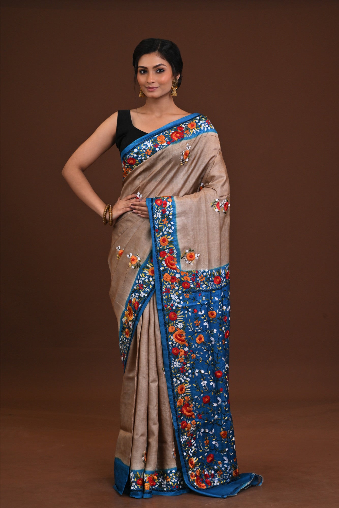 Silk Jalchuri Allover Kantha Saree Thumbnail