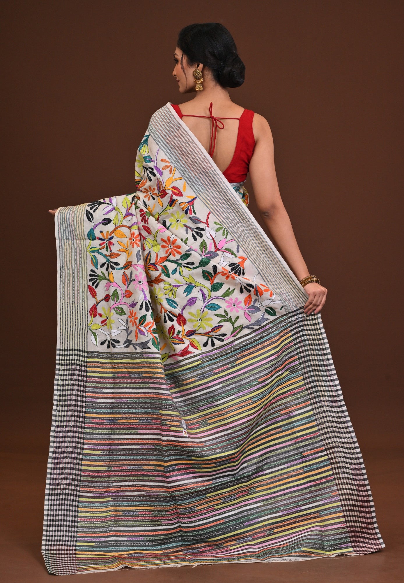 Silk Jalchuri Allover Kantha Saree Thumbnail