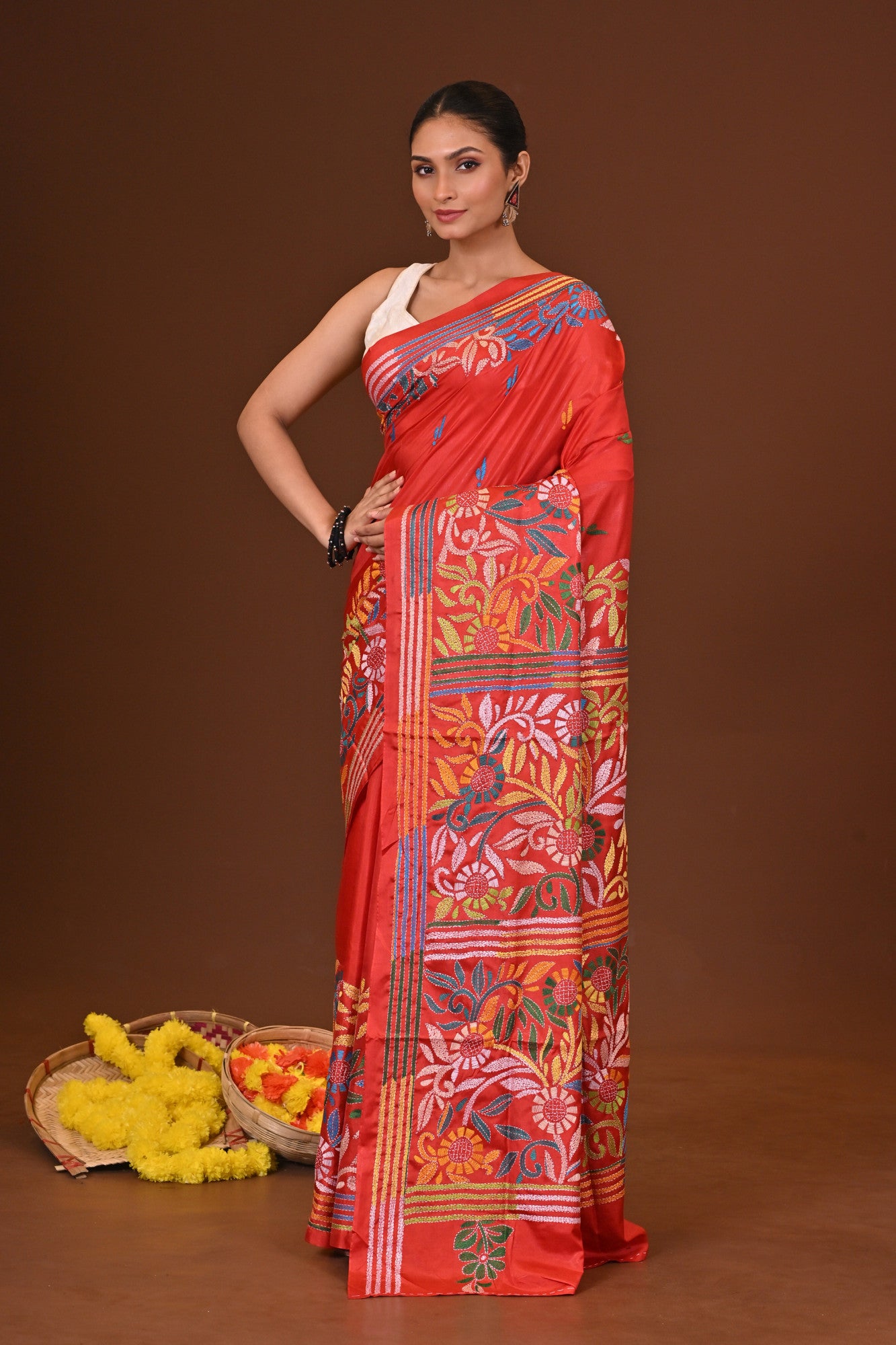 SURORAJANI BLENDED SILK KANTHA SAREE Thumbnail