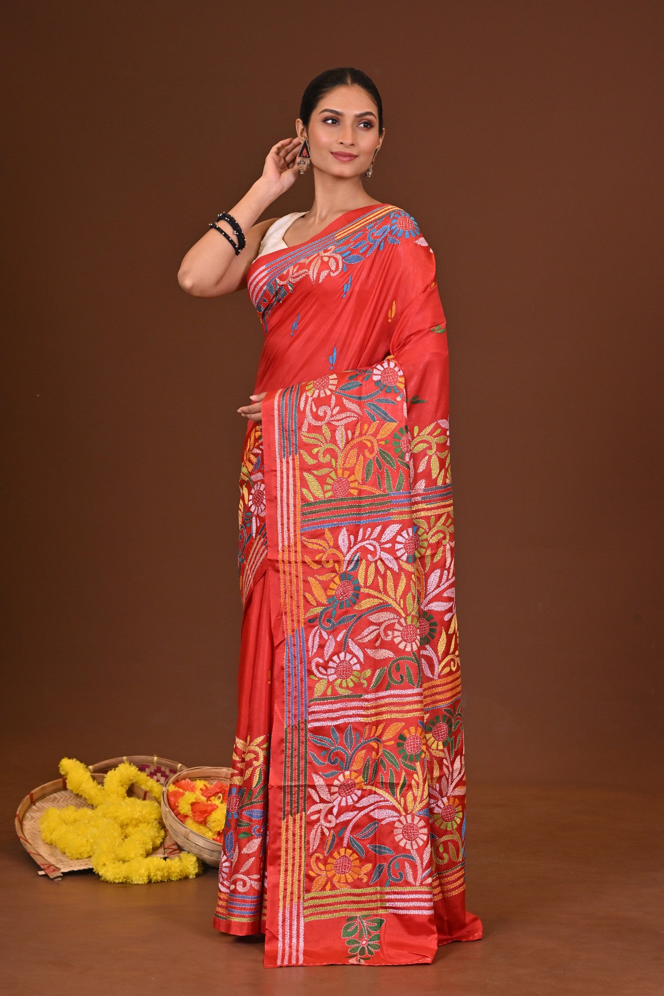 SURORAJANI BLENDED SILK KANTHA SAREE Thumbnail