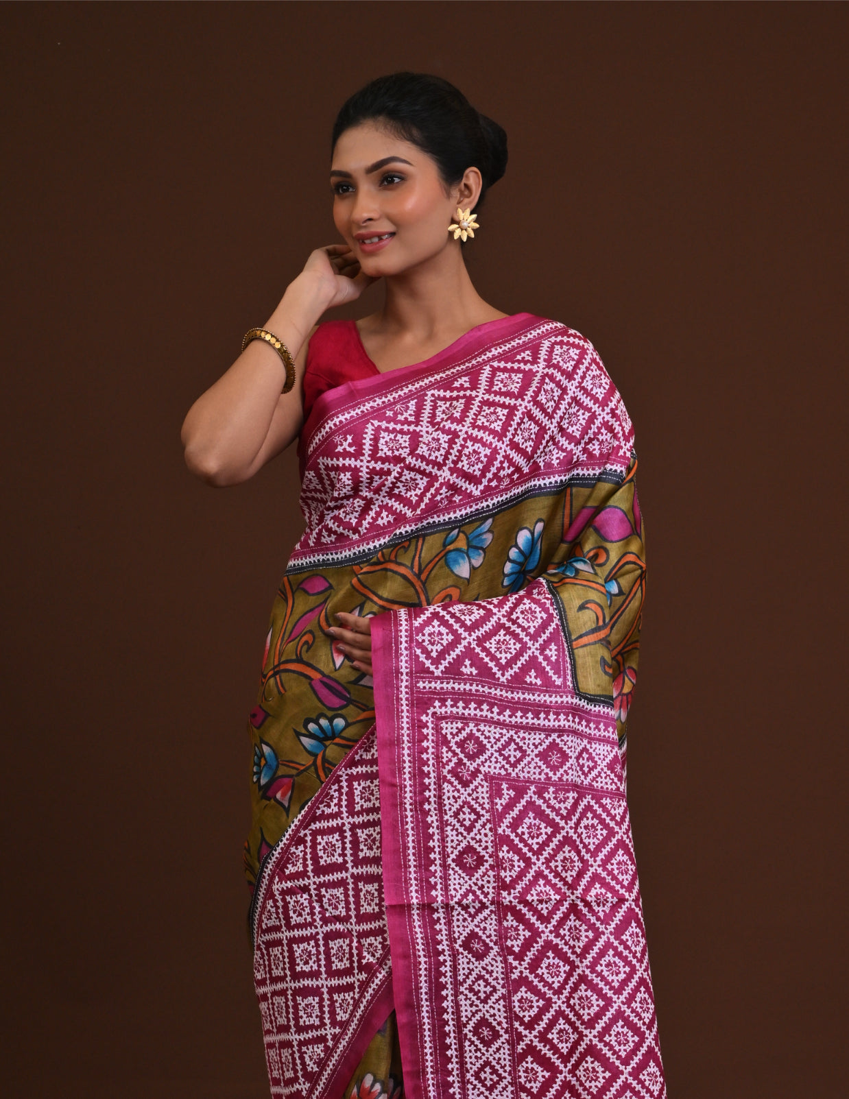 Pure Silk Kantha Stitch Saree