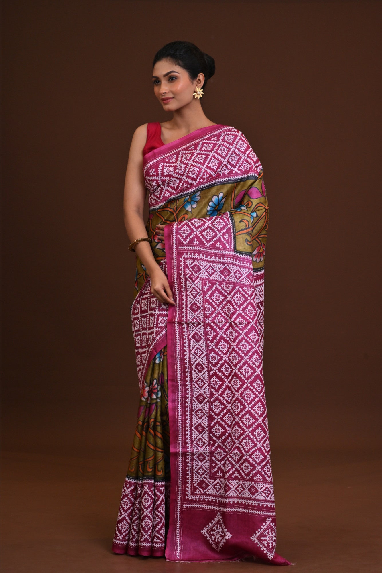 Pure Silk Kantha Stitch Saree Thumbnail