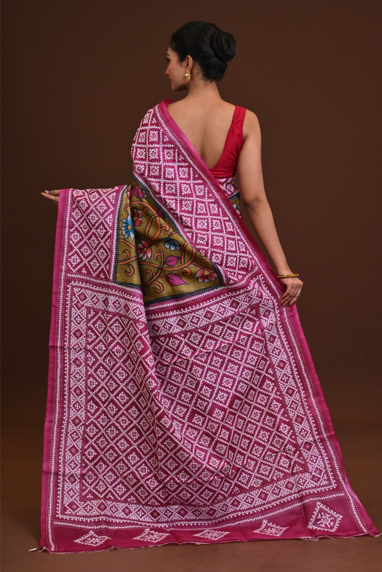Pure Silk Kantha Stitch Saree