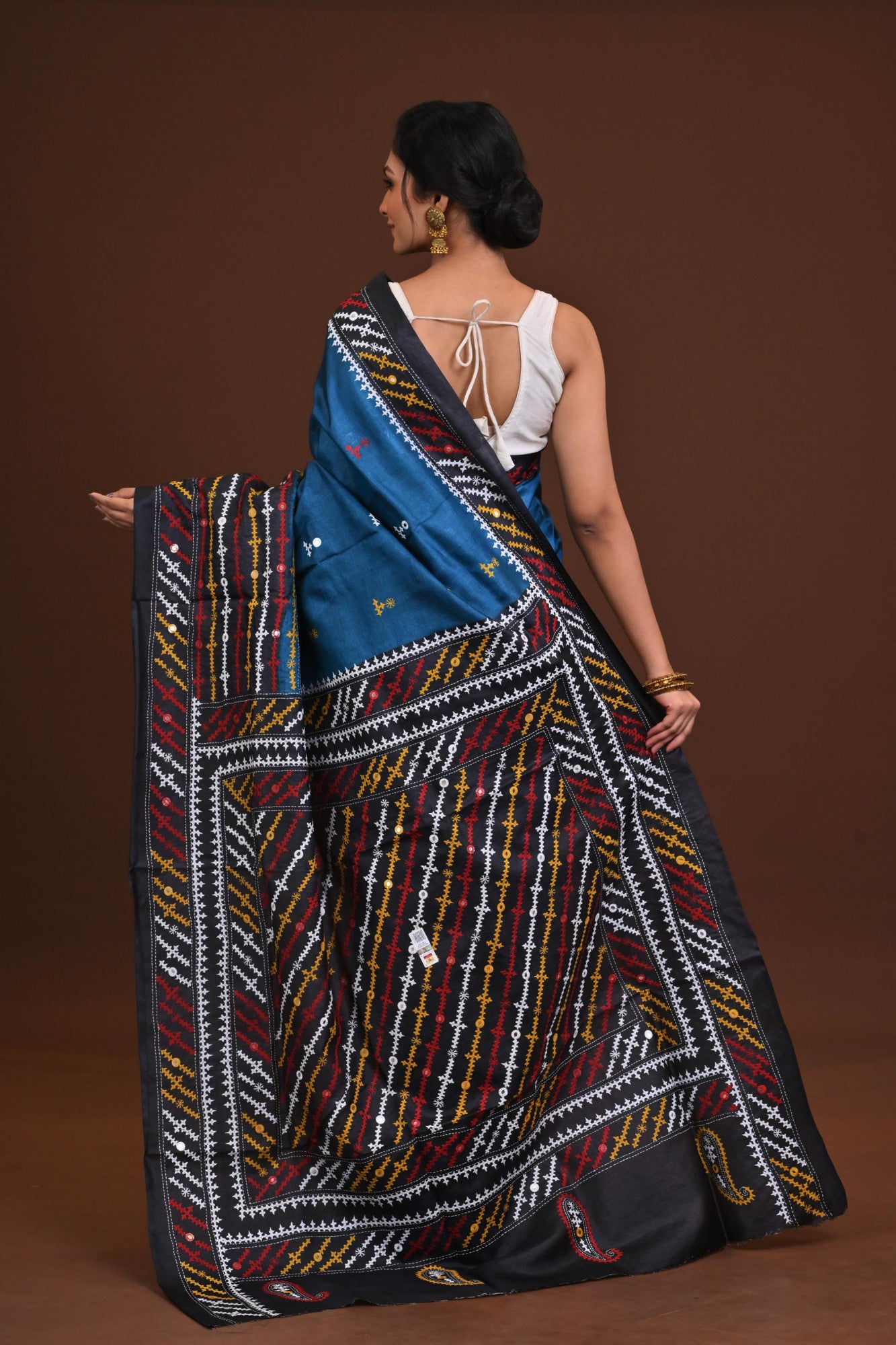 Tussar Dye Gujrati Mirror Saree Thumbnail
