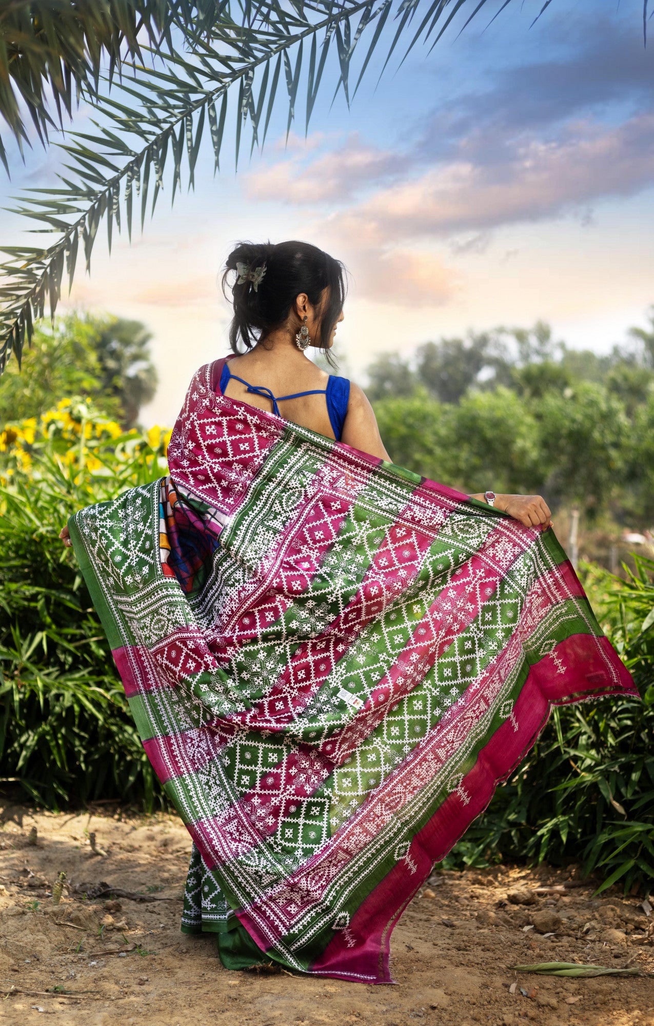 Tussar Fusion Gujrati Stitch Kantha Saree Thumbnail