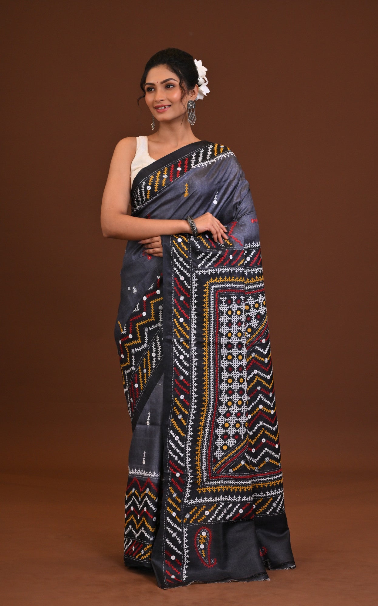 Tussar Fusion Kantha Saree Thumbnail