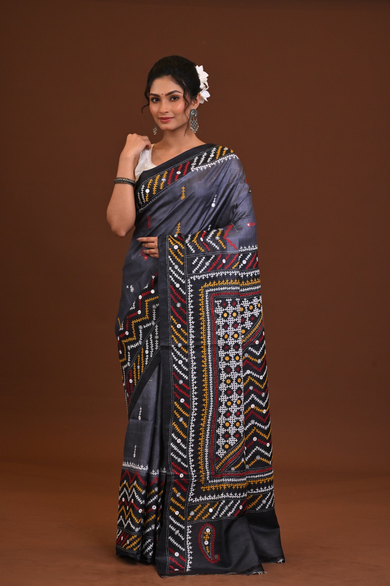 Tussar Fusion Kantha Saree Thumbnail
