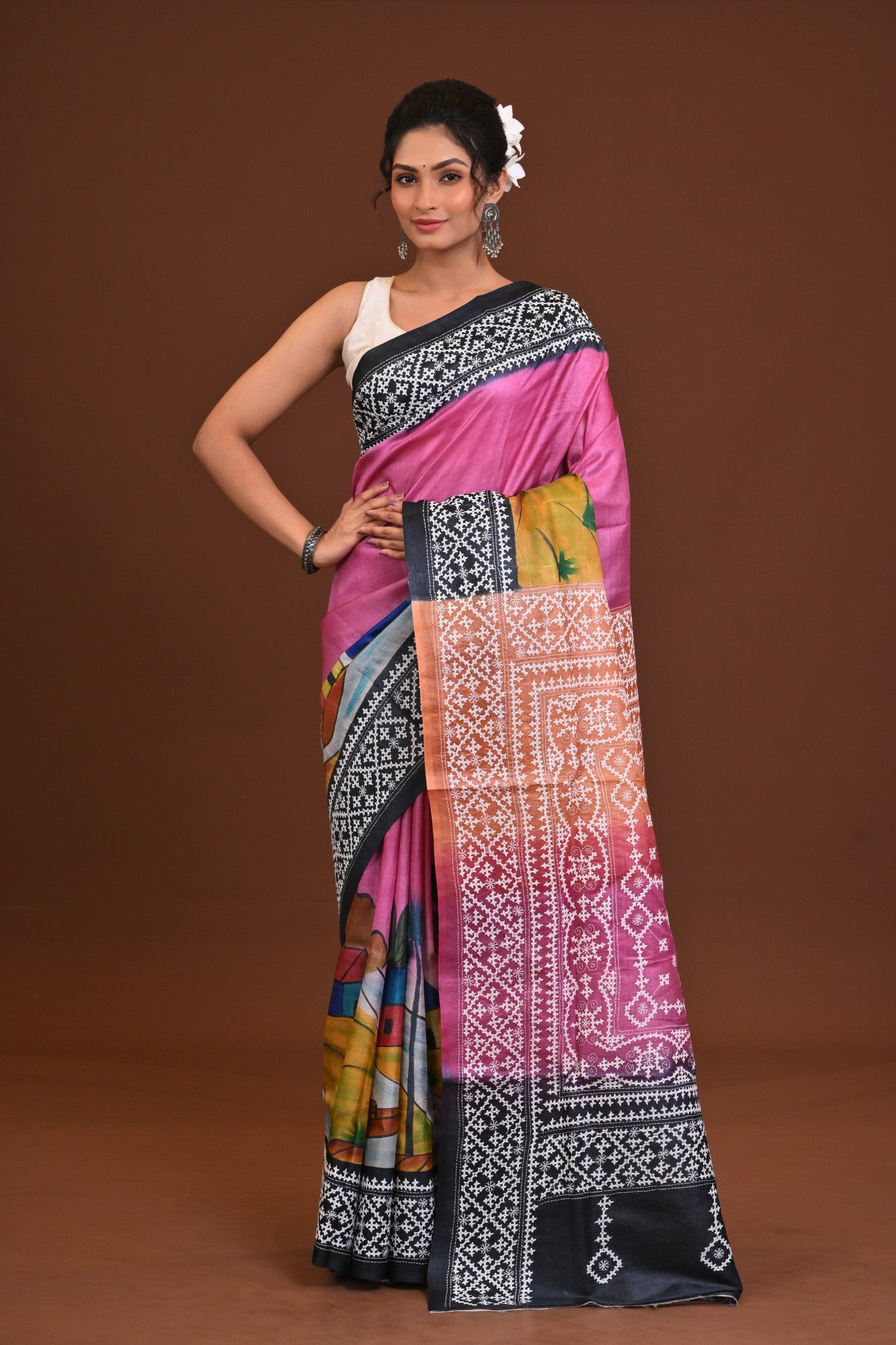 Tussar Fusion Kantha Saree Thumbnail
