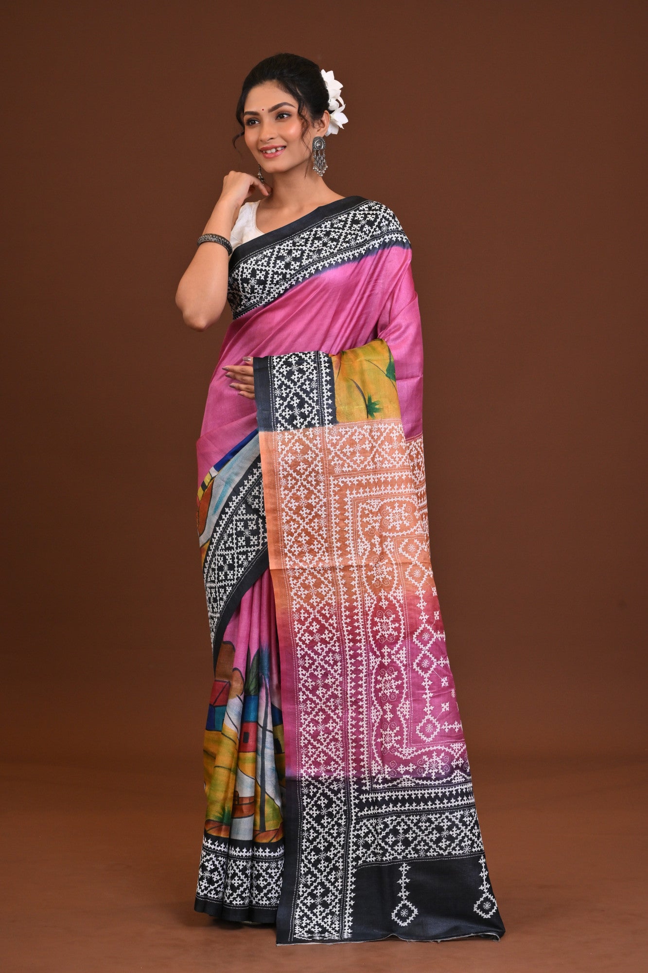 Tussar Fusion Kantha Saree Thumbnail