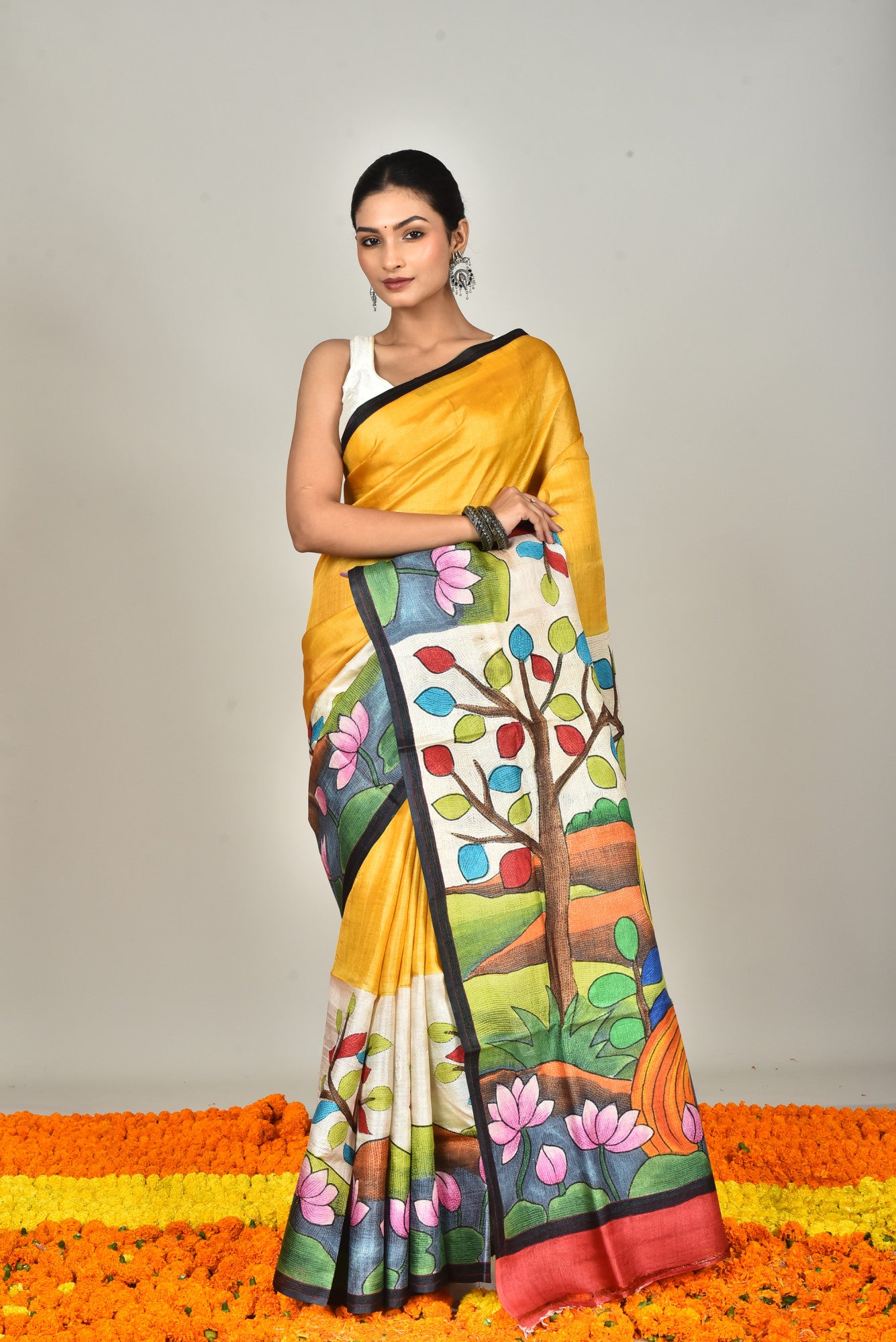 TUSSAR HAND PRINT SAREE