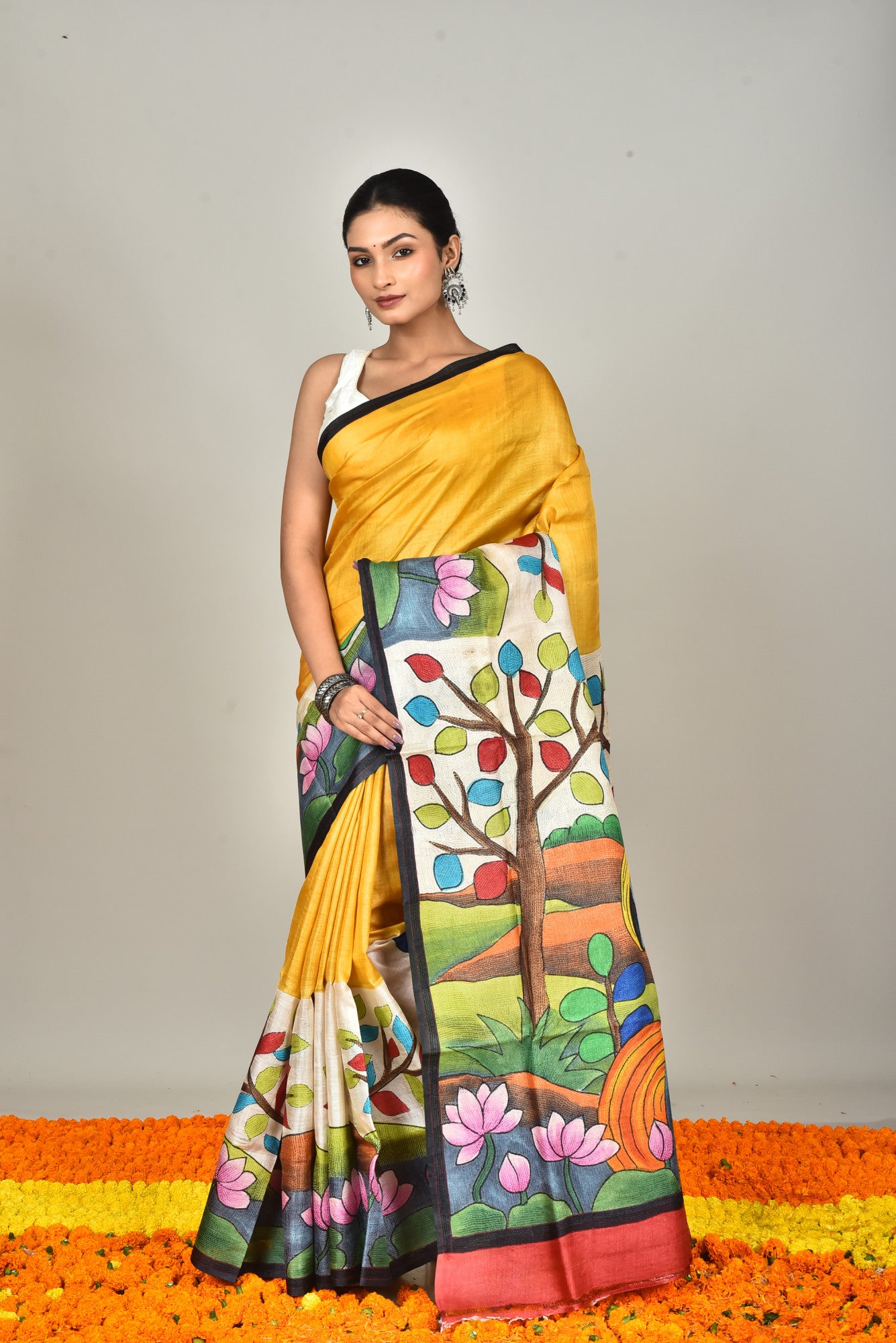 TUSSAR HAND PRINT SAREE Thumbnail