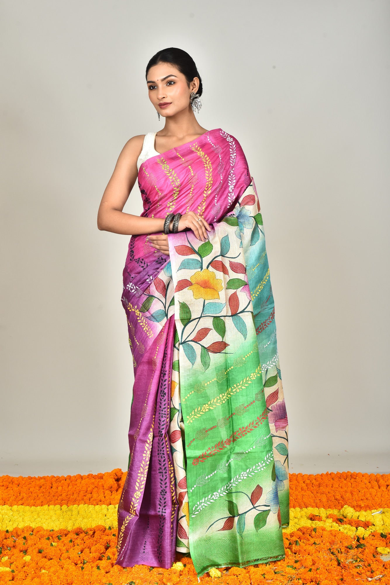 TUSSAR HAND PRINT SAREE Thumbnail