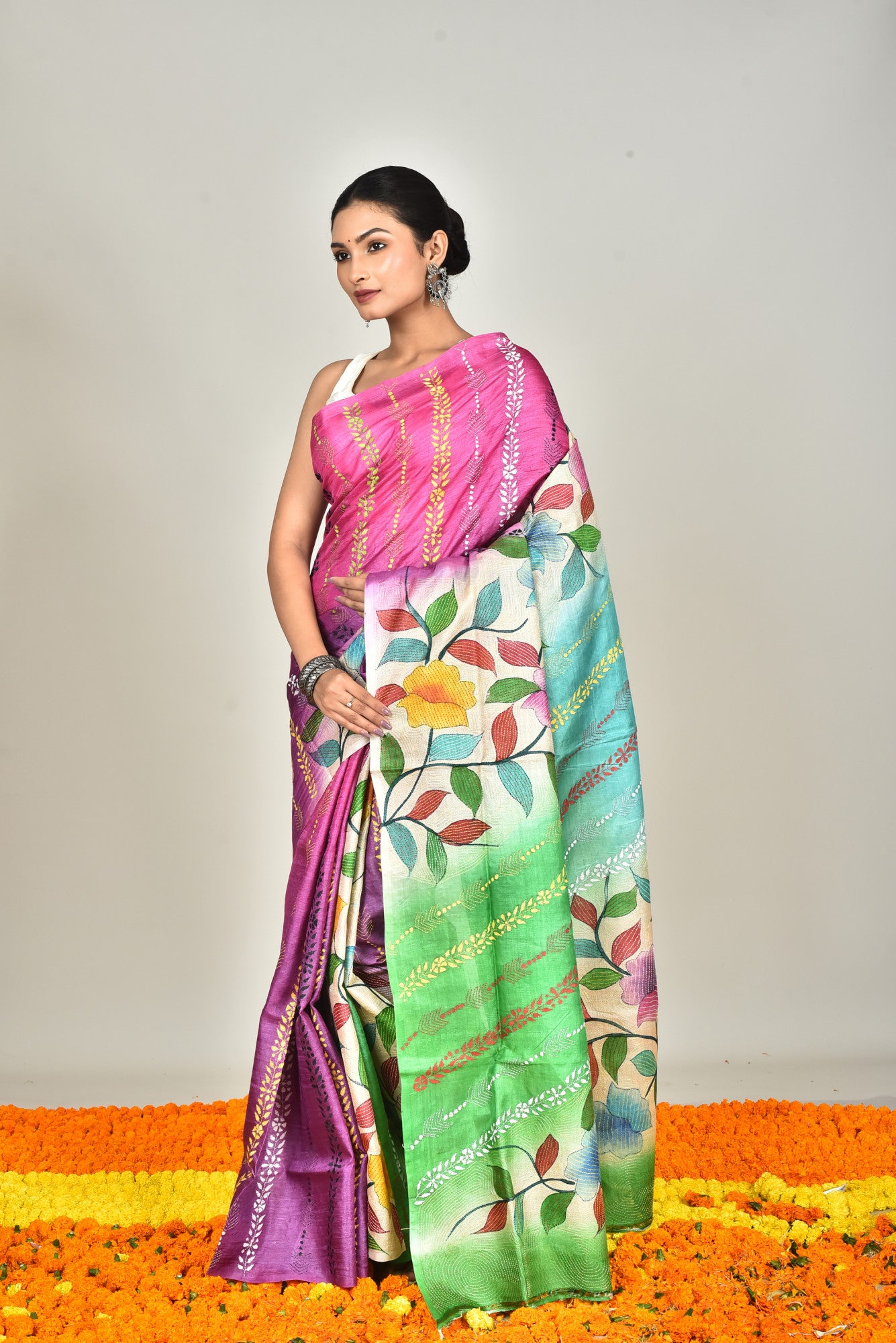 TUSSAR HAND PRINT SAREE Thumbnail