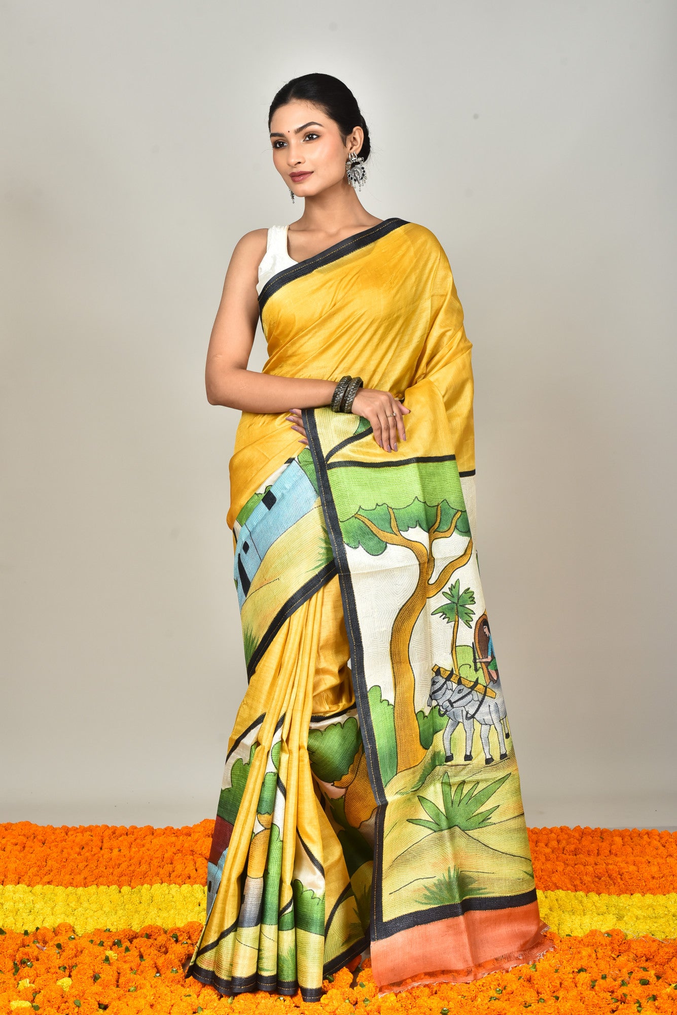 TUSSAR HAND PRINT SAREE Thumbnail