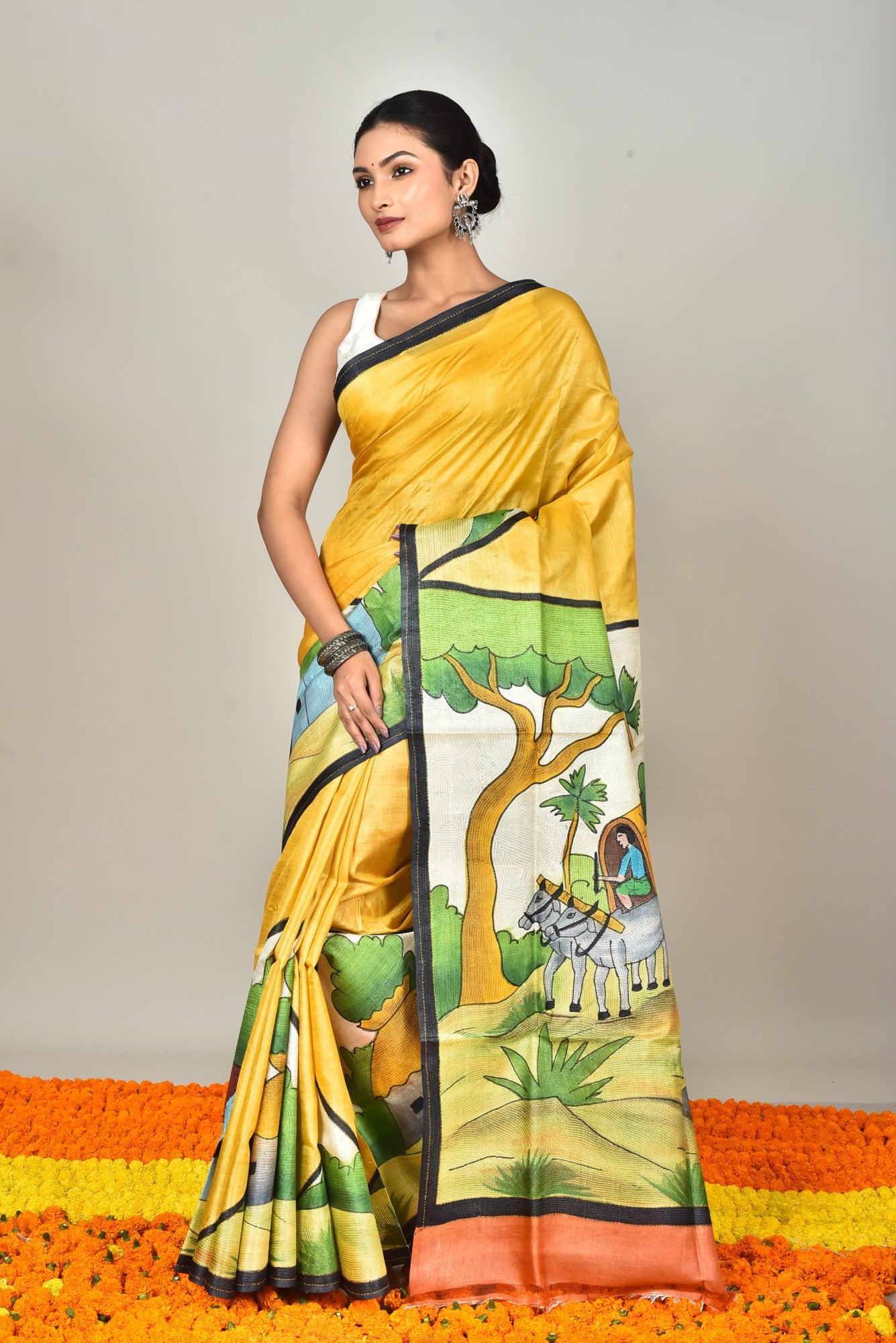 TUSSAR HAND PRINT SAREE Thumbnail
