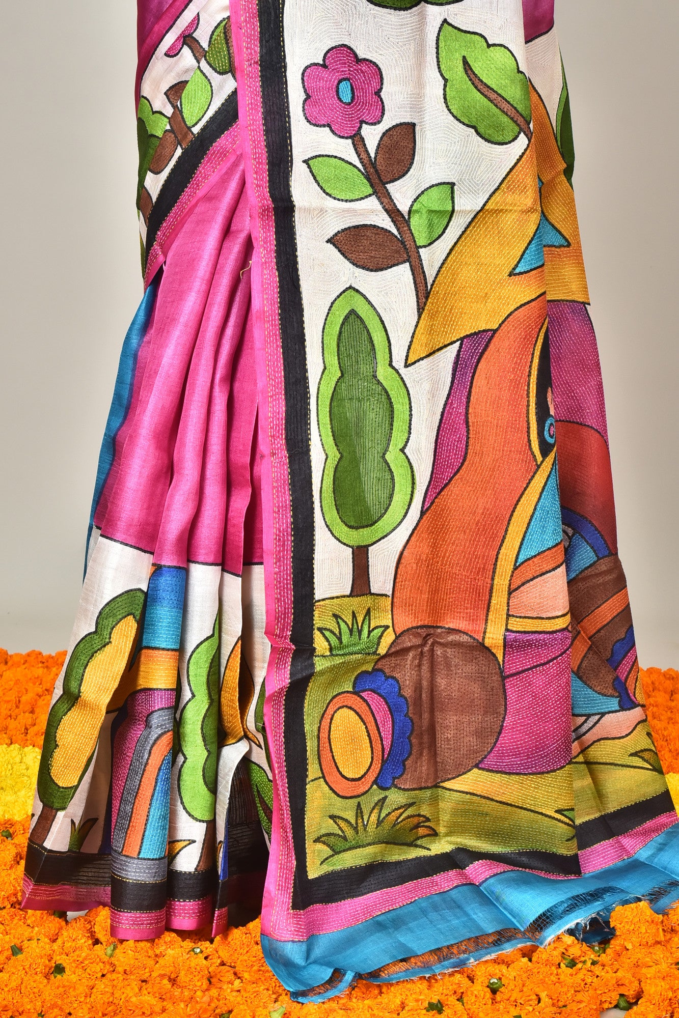 TUSSAR HANDPRINT SAREE Thumbnail