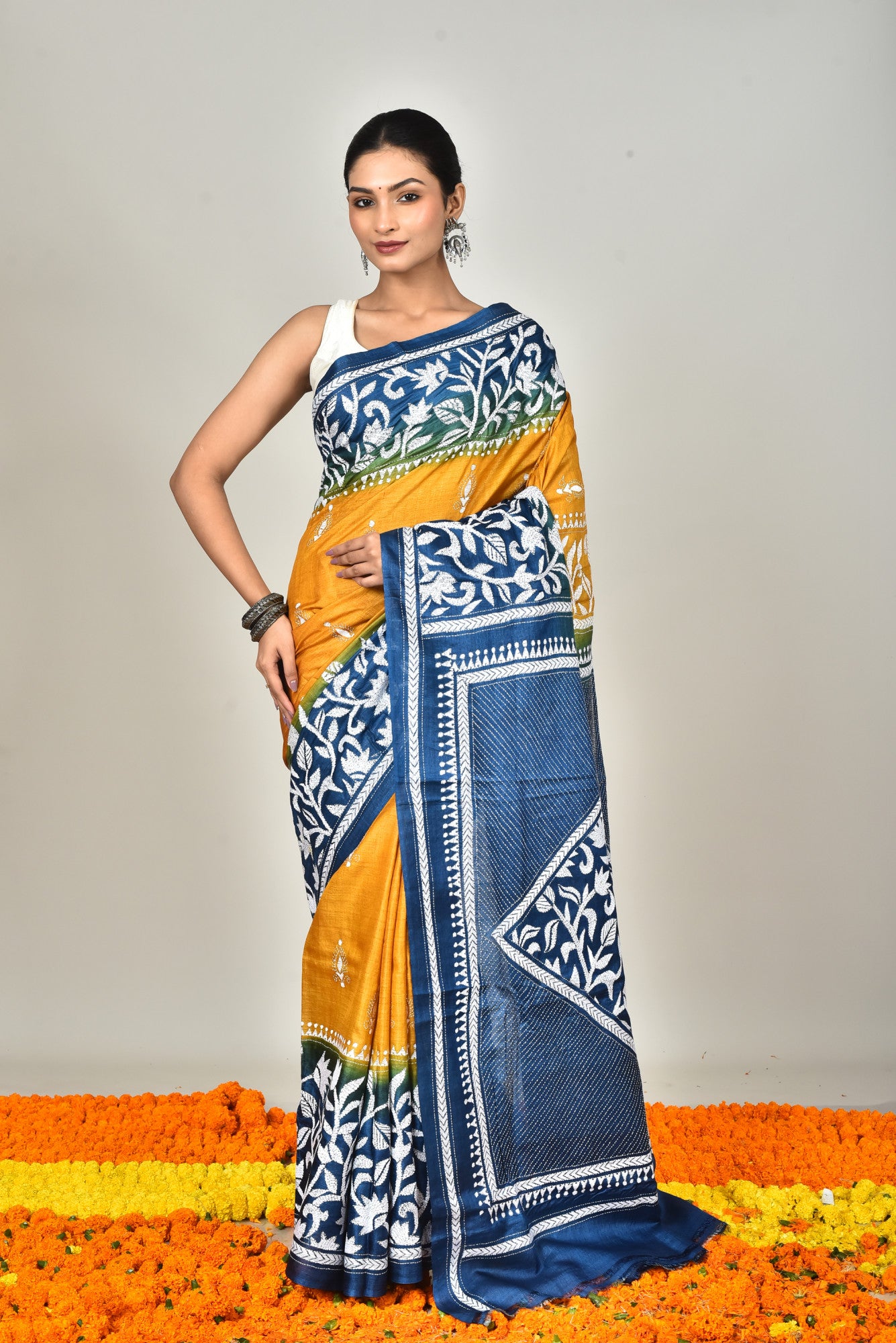 TUSSAR SILK DIY KANTHA SAREE