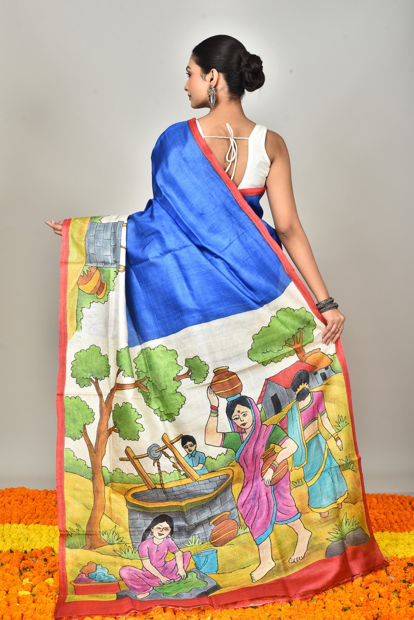 TUSSAR SILK HANDPRINT SAREE Thumbnail
