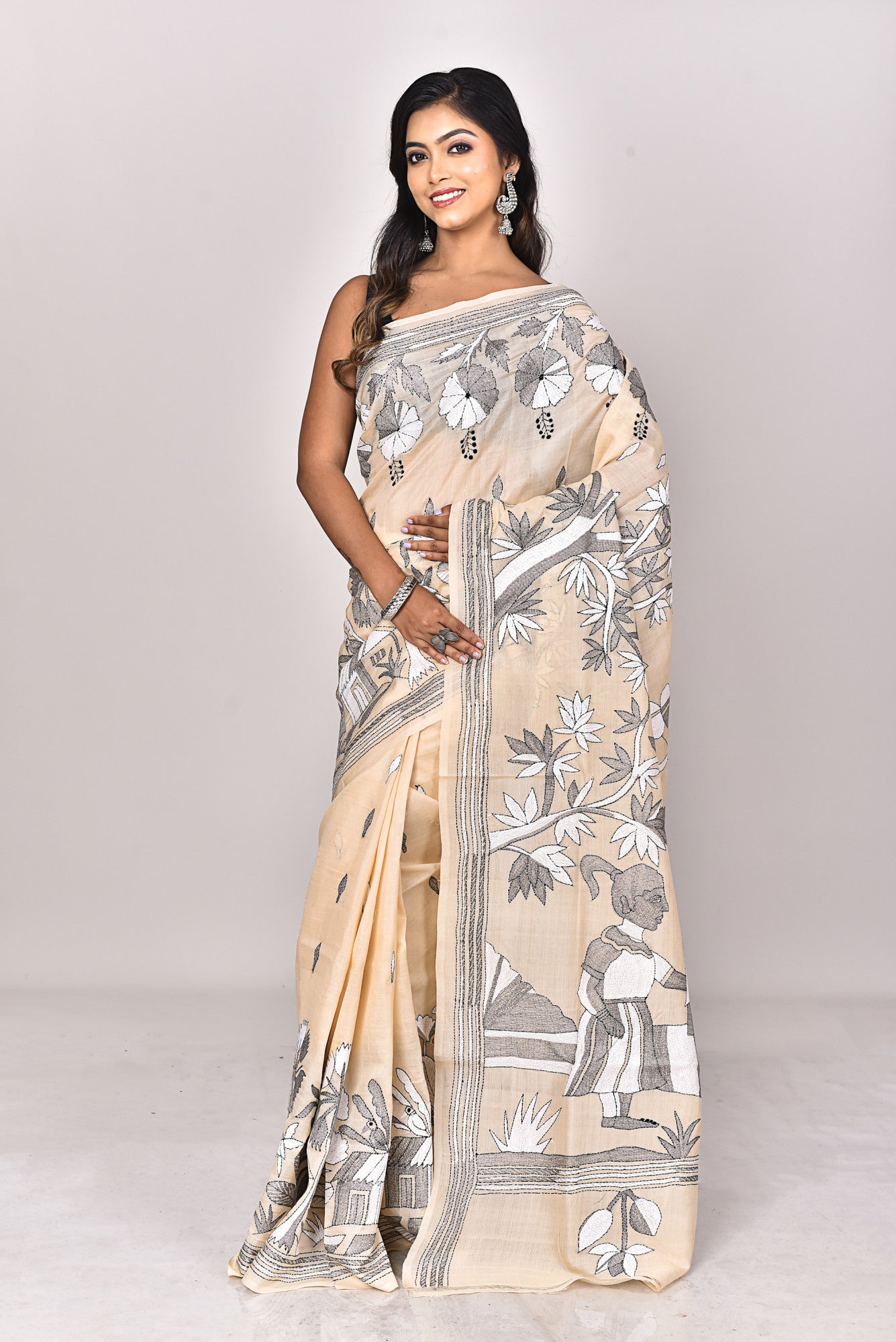 TUSSAR SILK KANTHA SAREE