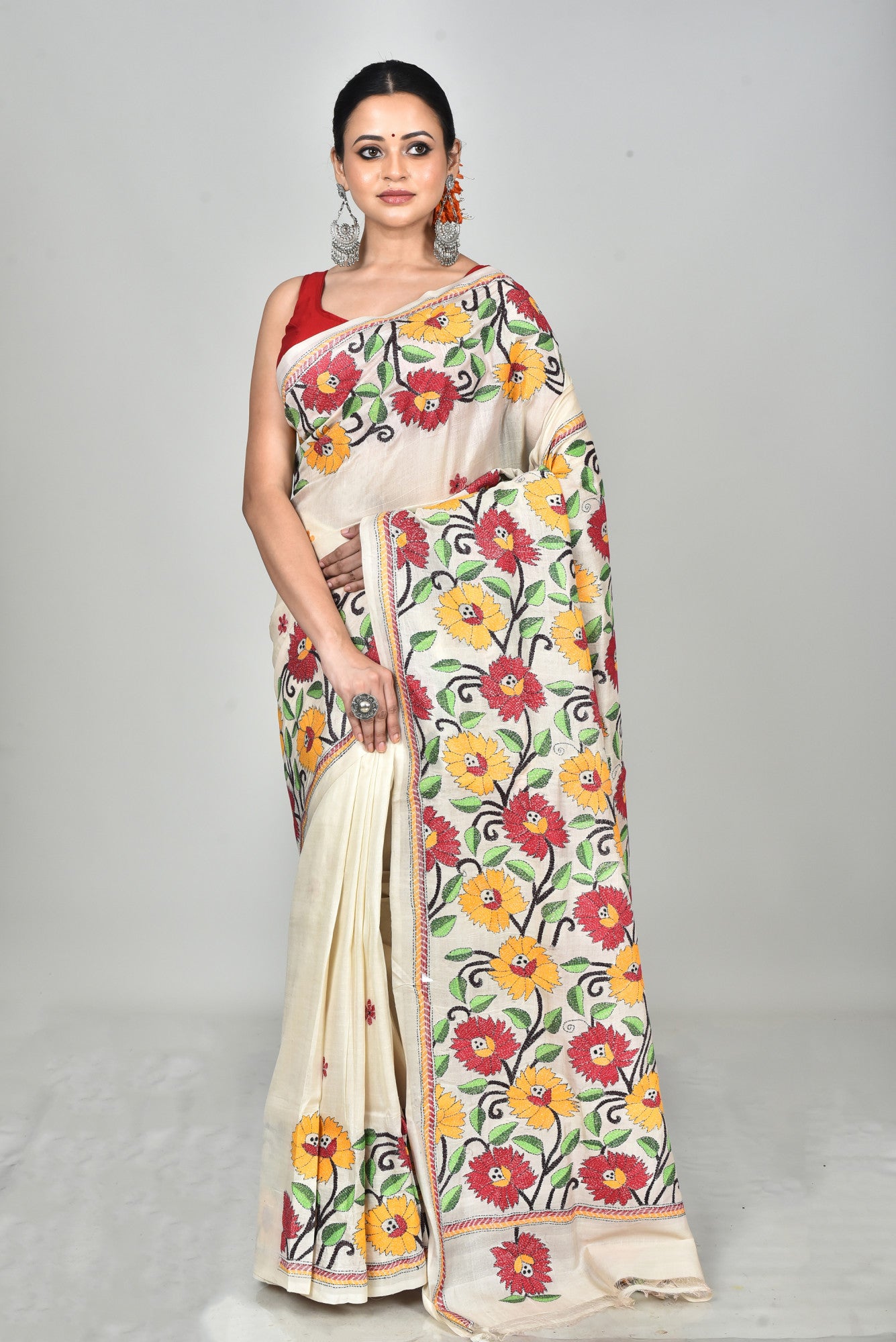 TUSSAR SILK KANTHA SAREE