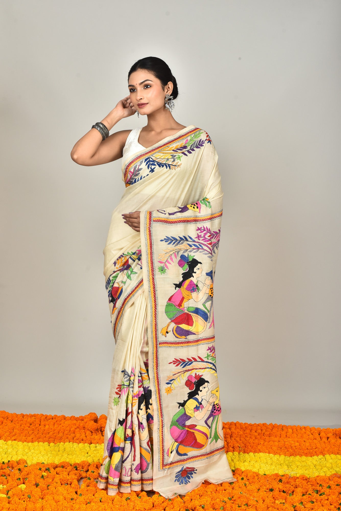 TUSSAR SILK KANTHA SAREE