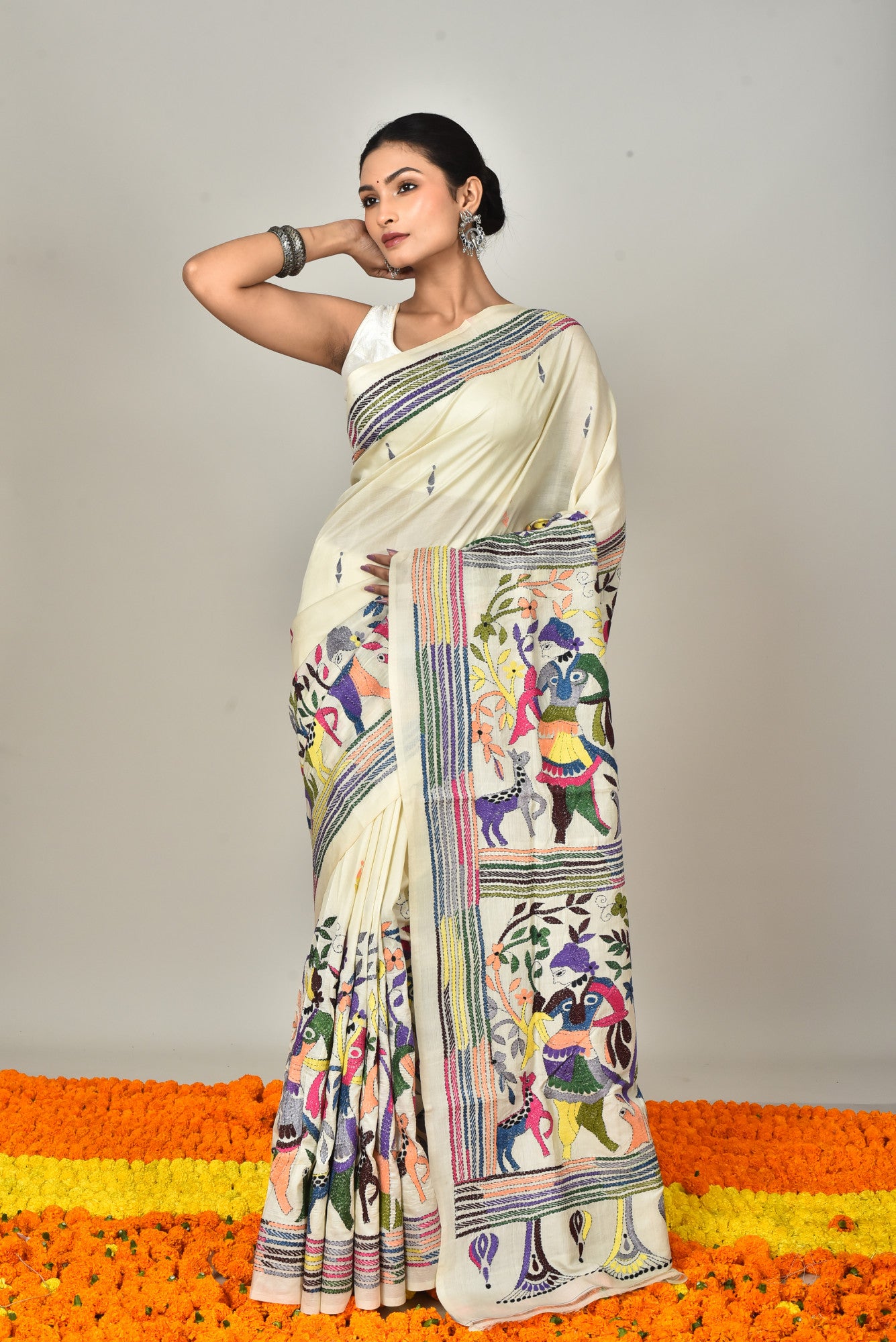 TUSSAR SILK KANTHA SAREE Thumbnail