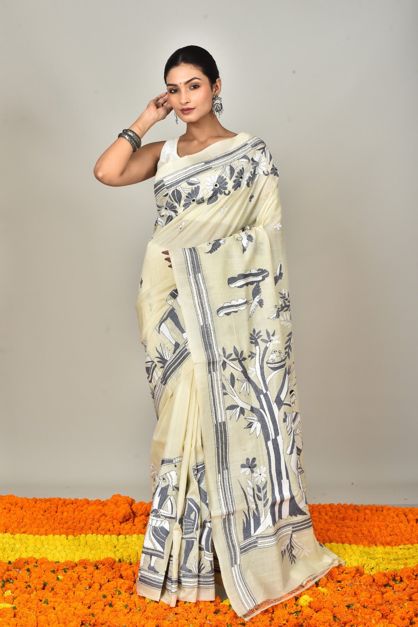 TUSSAR SILK KANTHA SAREE