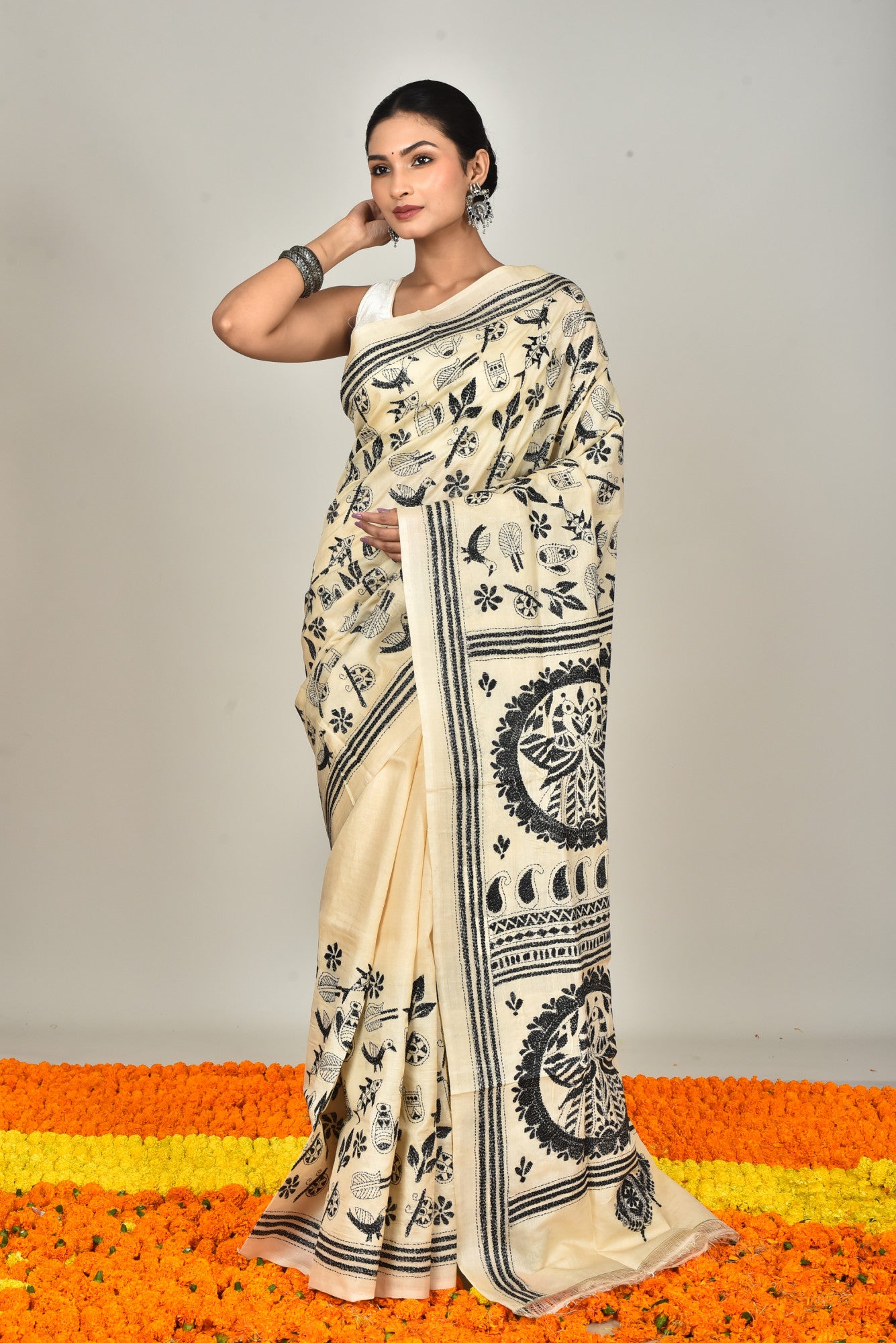 TUSSAR SILK KANTHA SAREE Thumbnail