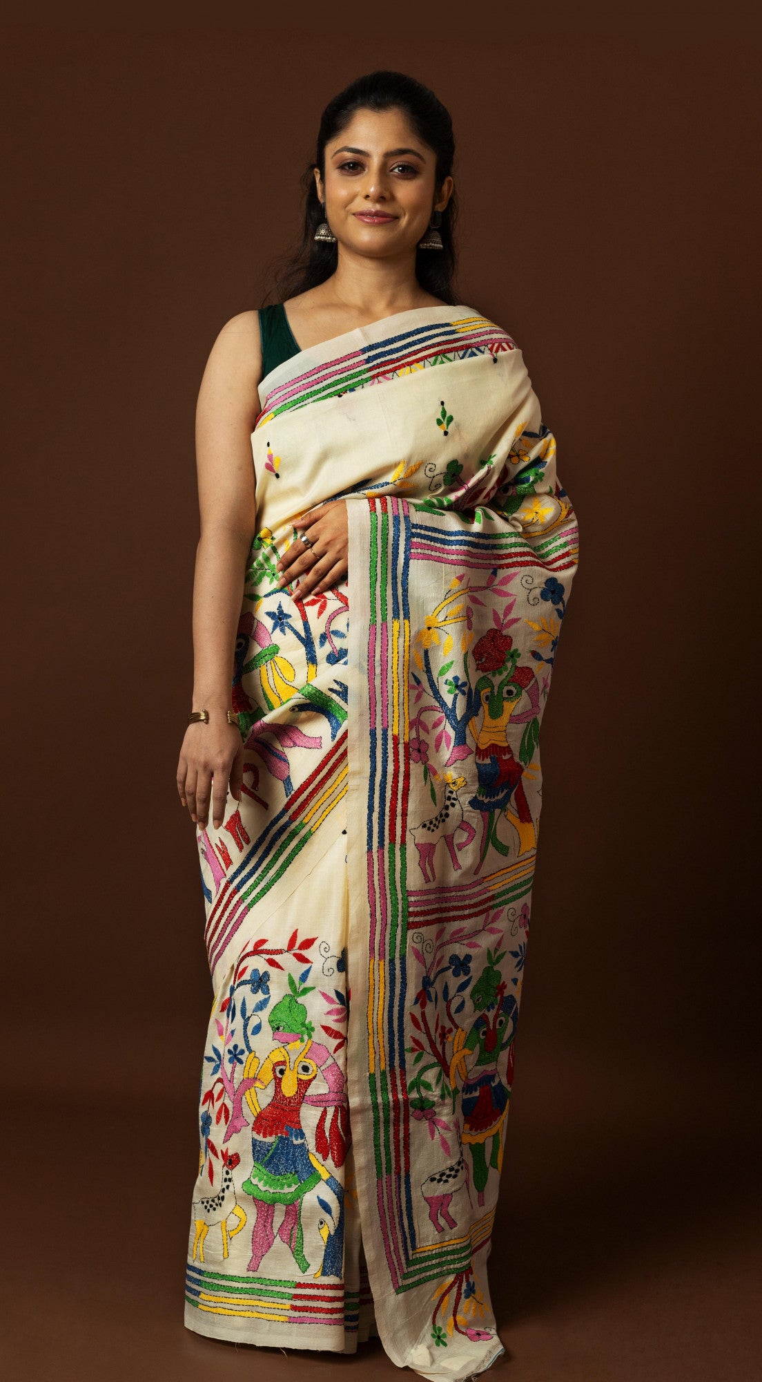 Tussar Silk Kantha Saree Thumbnail