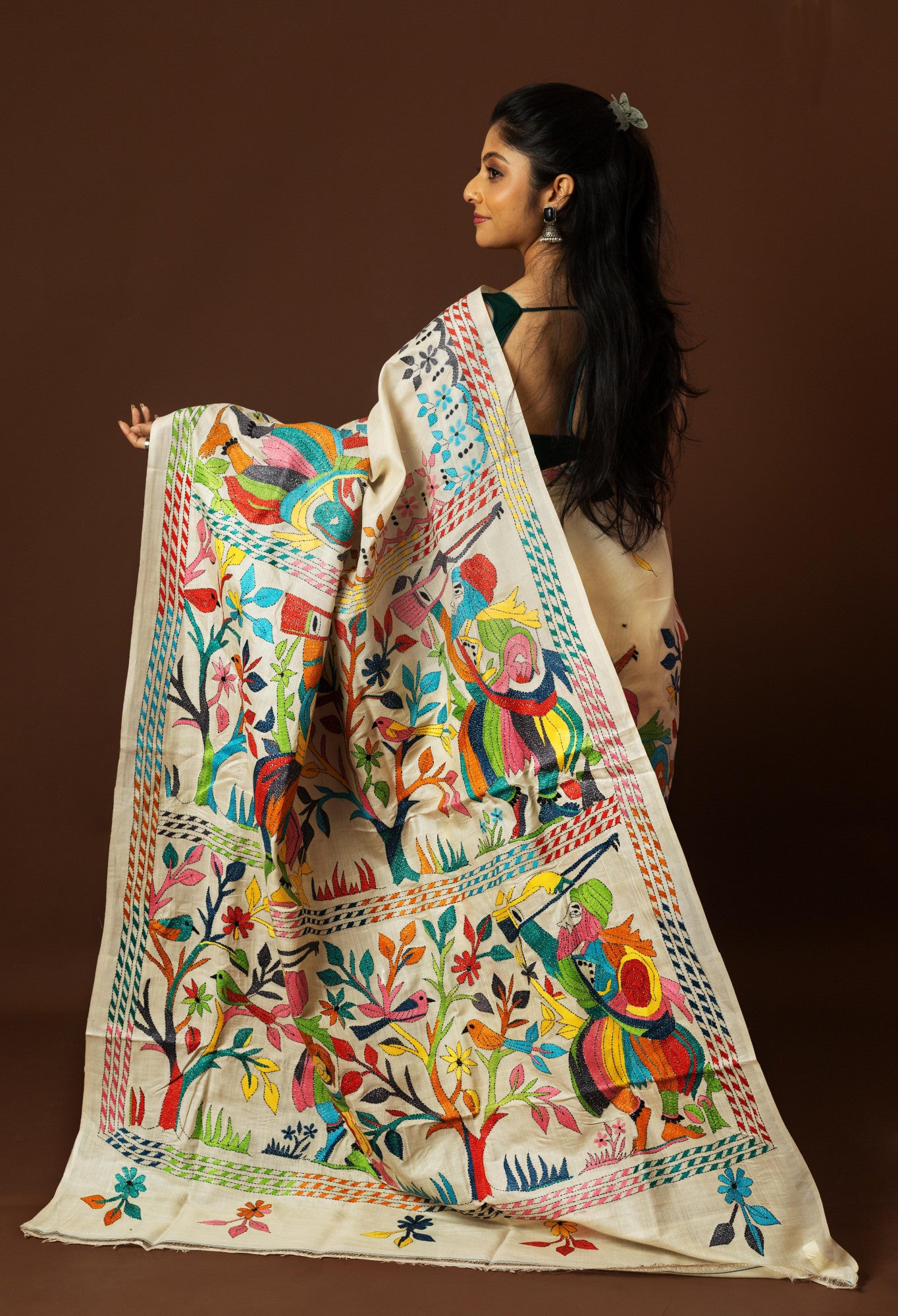 Tussar Silk Kantha Saree Thumbnail