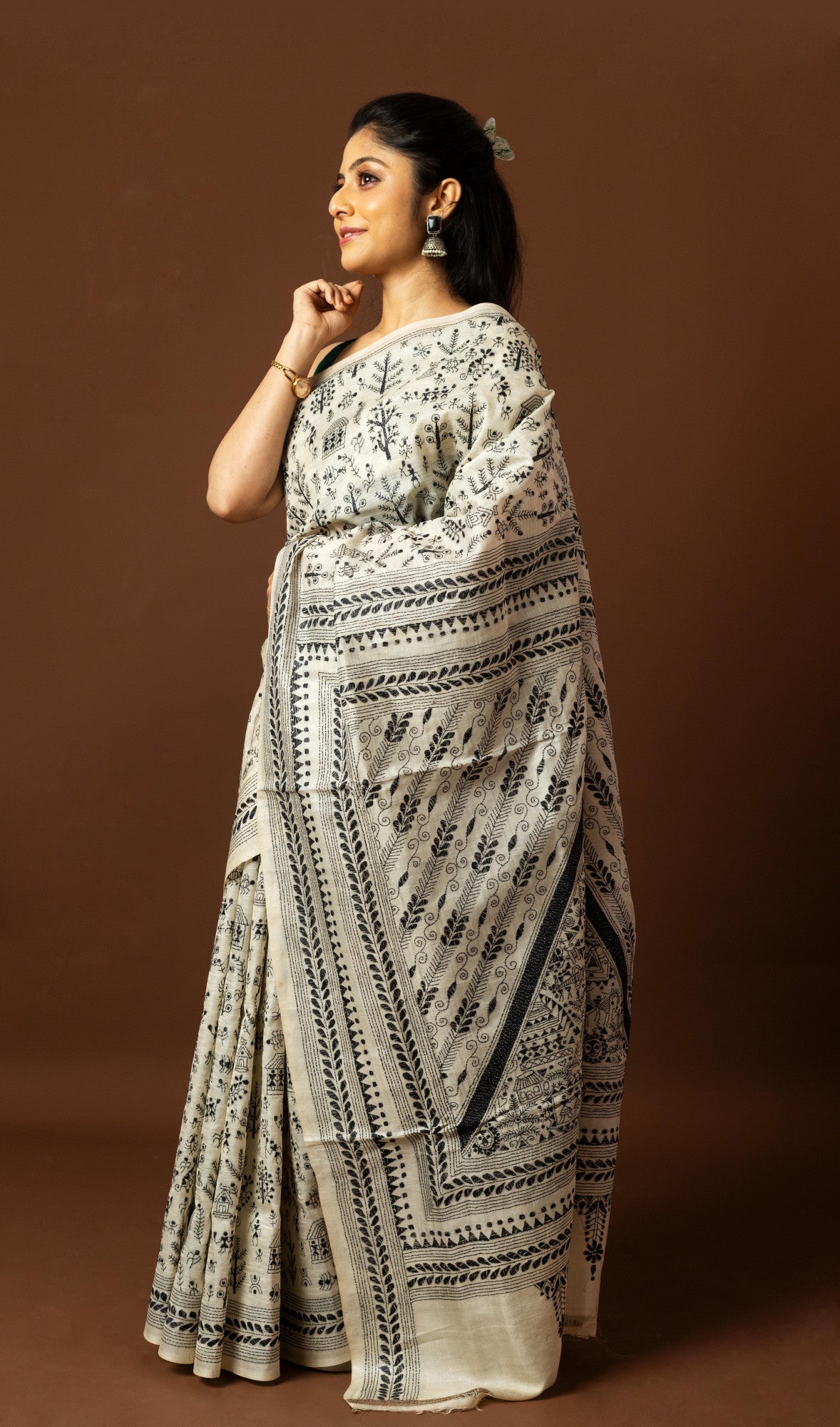 Tussar Silk Kantha Saree Thumbnail
