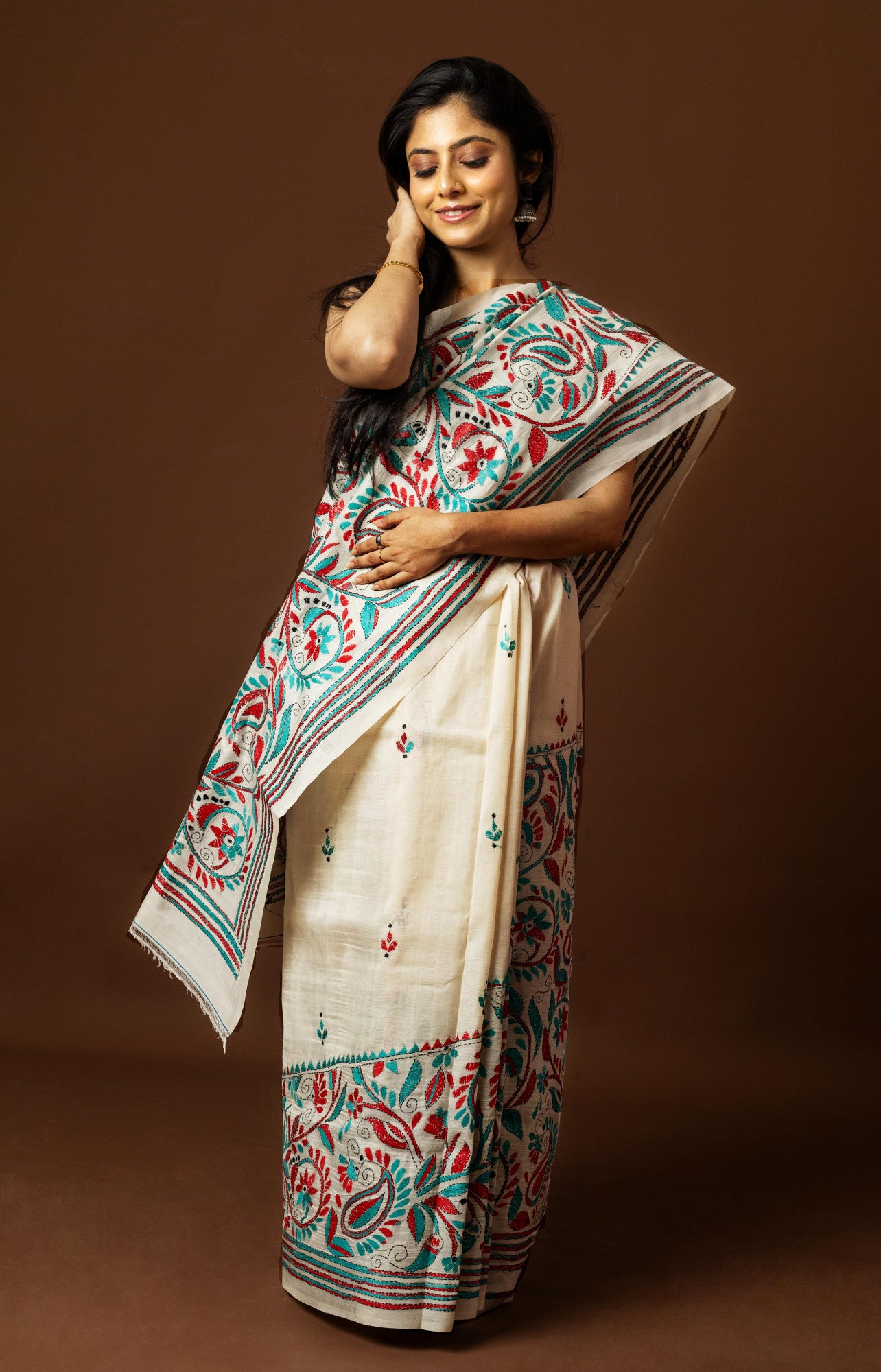 Tussar Silk Kantha Saree Thumbnail