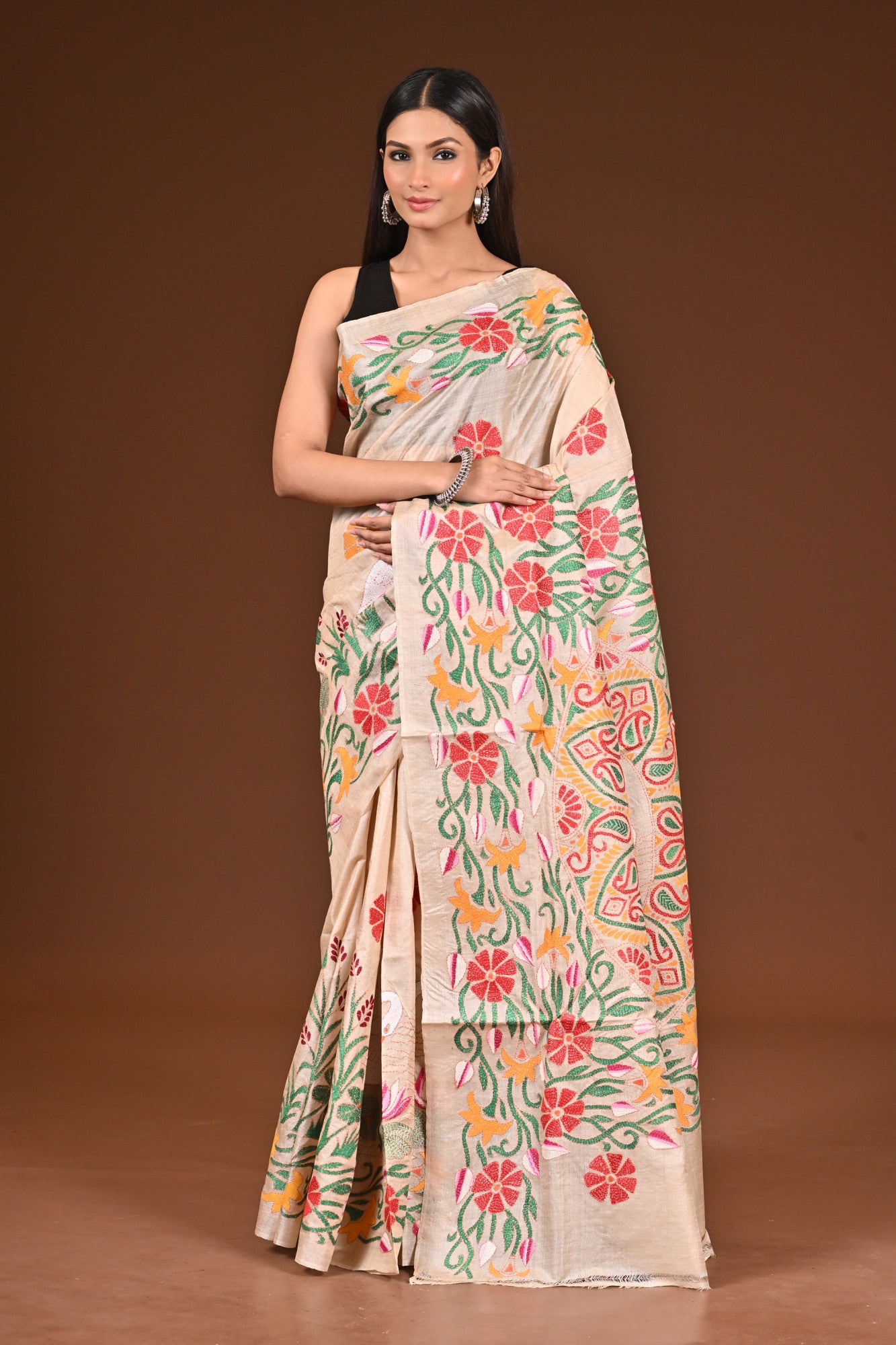 TUSSAR SILK KANTHA SAREE Thumbnail